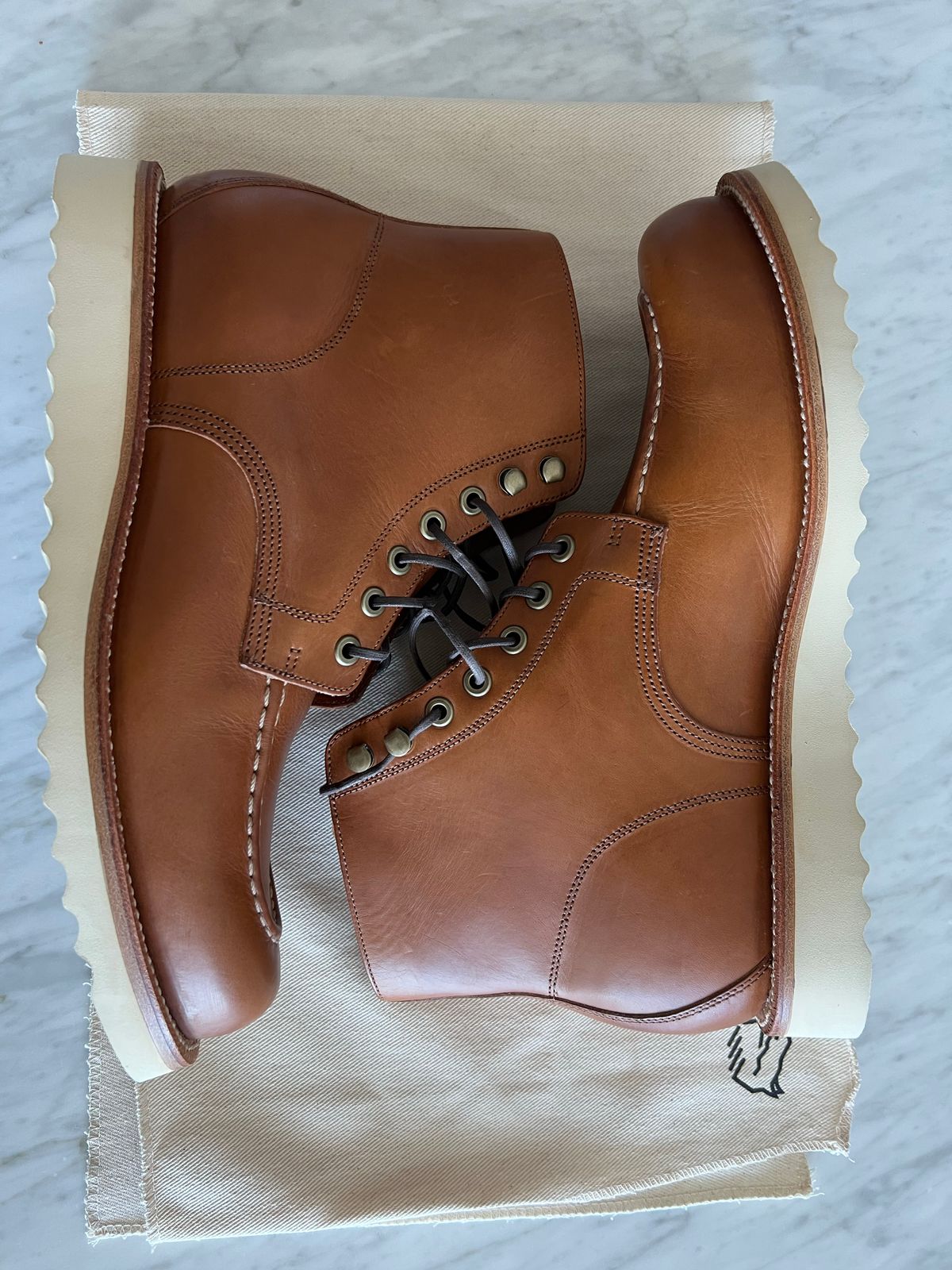 Photo by Jester_AU on October 2, 2022 of the Grant Stone Brass Boot in Badalassi Carlo Saddle Tan Minerva.