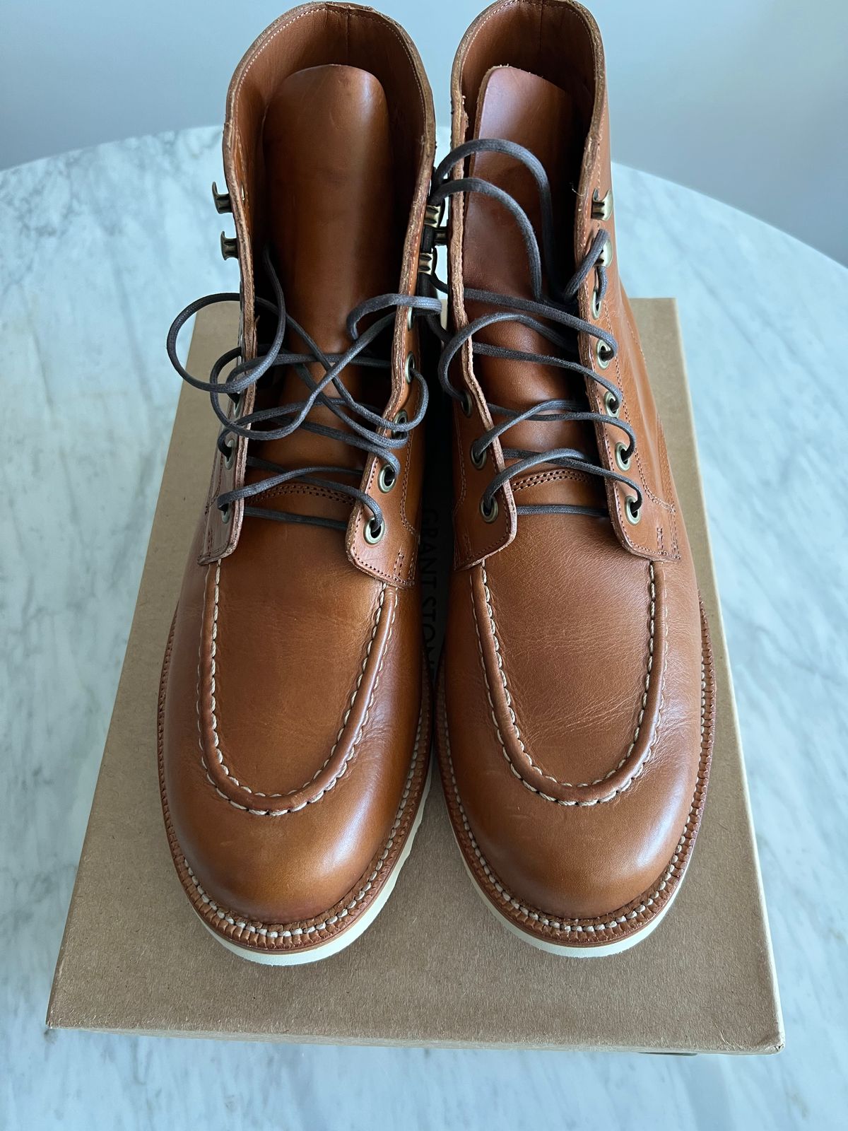 Photo by Jester_AU on October 2, 2022 of the Grant Stone Brass Boot in Badalassi Carlo Saddle Tan Minerva.