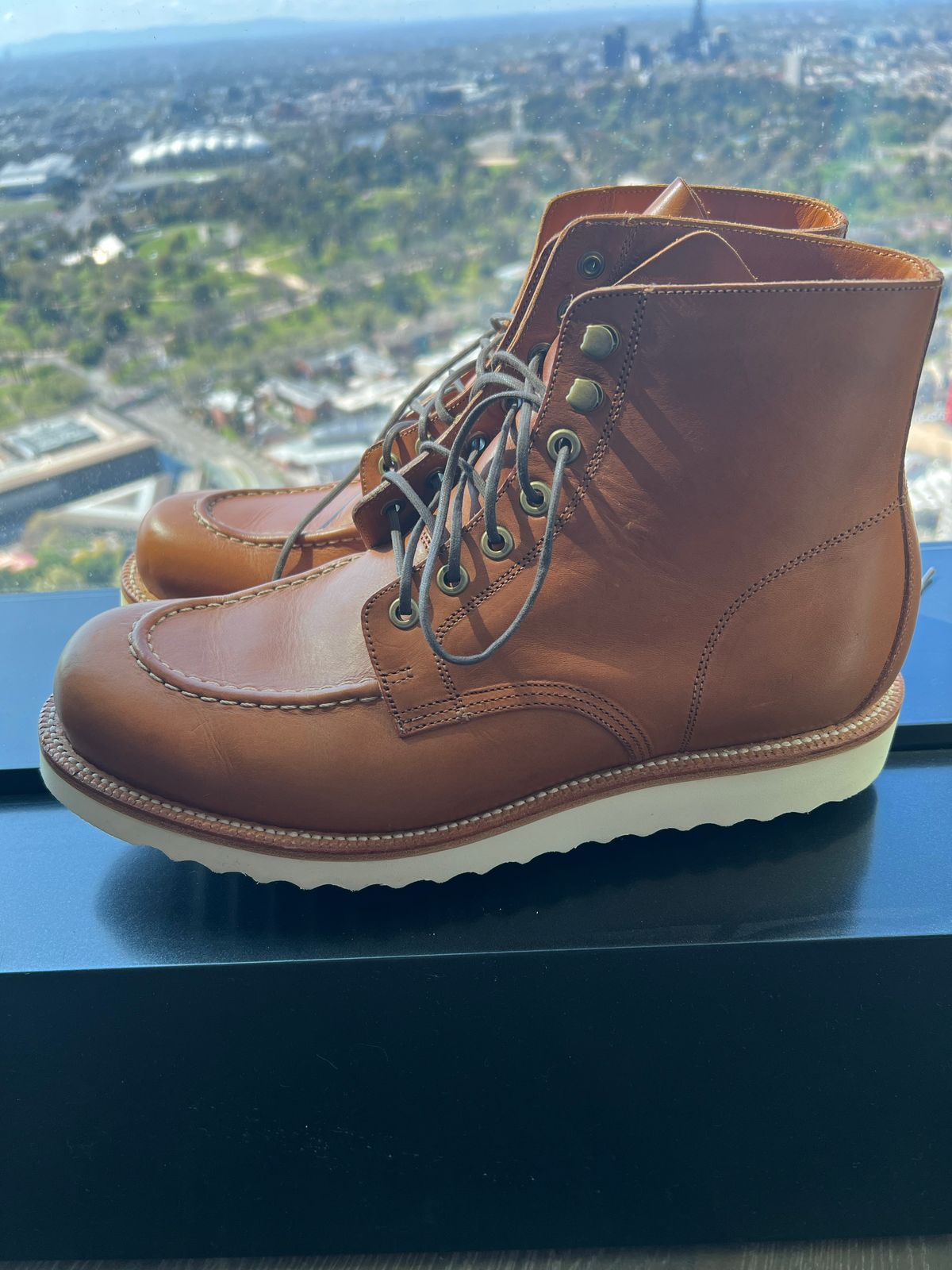 Photo by Jester_AU on October 2, 2022 of the Grant Stone Brass Boot in Badalassi Carlo Saddle Tan Minerva.