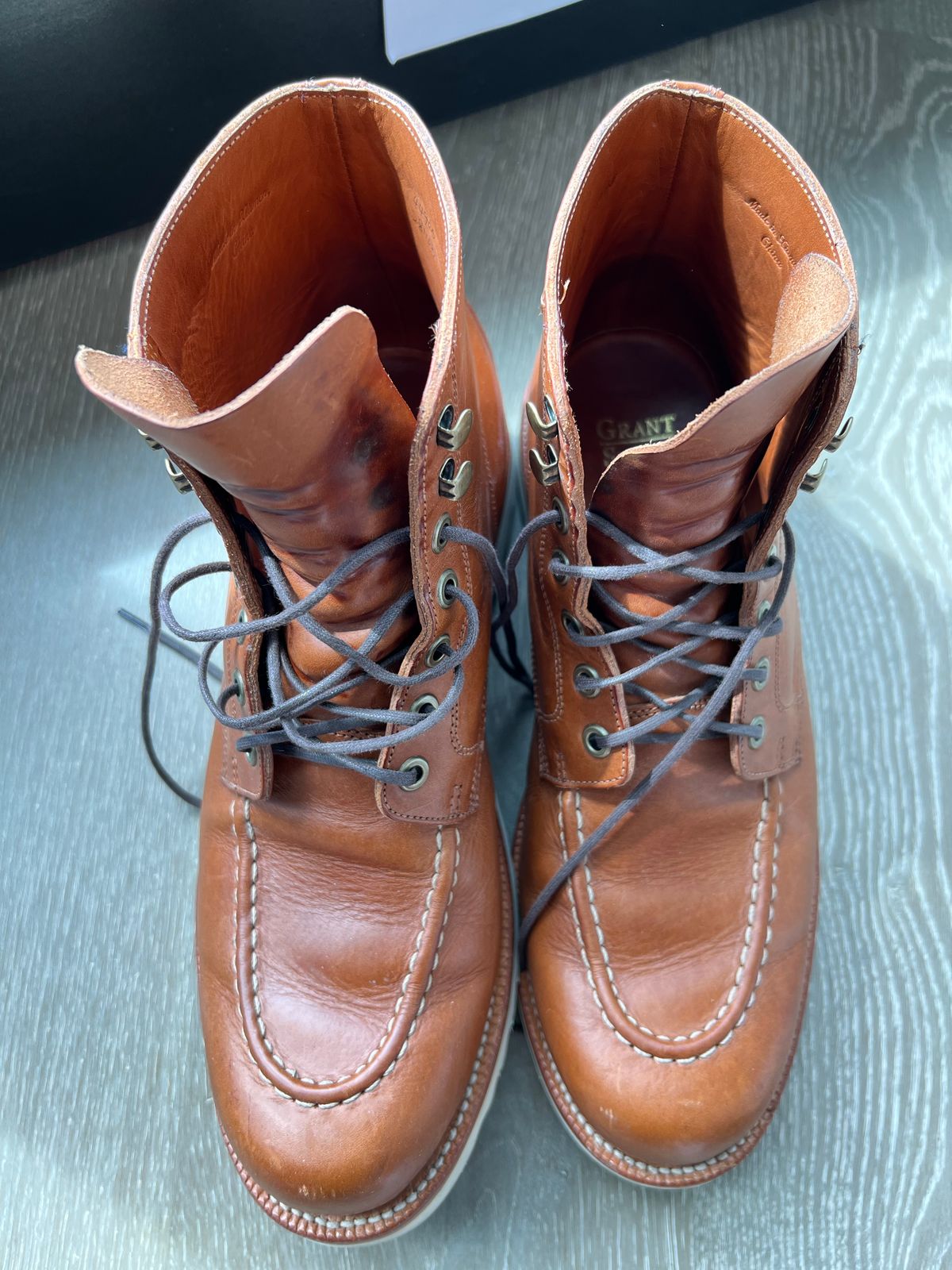 Photo by Jester_AU on November 3, 2022 of the Grant Stone Brass Boot in Badalassi Carlo Saddle Tan Minerva.