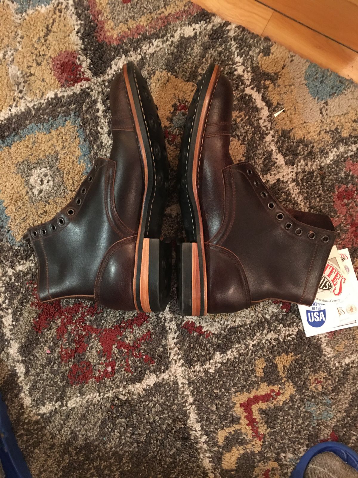 Photo by Hatsandboots on September 30, 2022 of the White's MP-Sherman Toe Cap in Horween Brown Waxed Flesh.