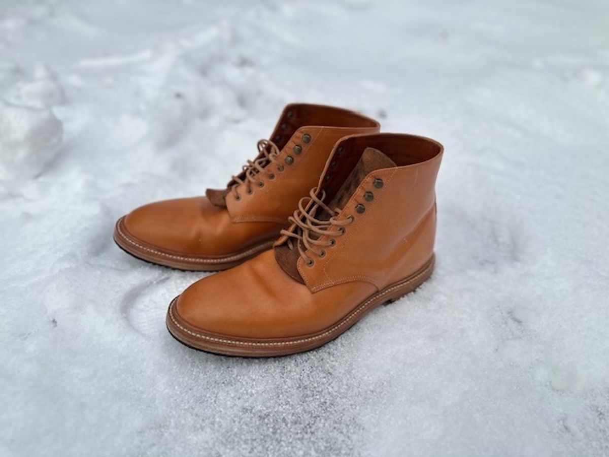 Photo by Hatsandboots on December 1, 2024 of the Grant Stone Edward Boot in Badalassi Carlo Natural Minerva.