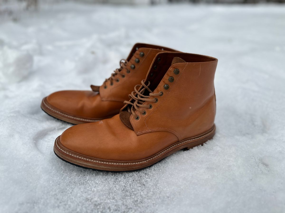 Photo by Hatsandboots on December 6, 2024 of the Grant Stone Edward Boot in Badalassi Carlo Natural Minerva.