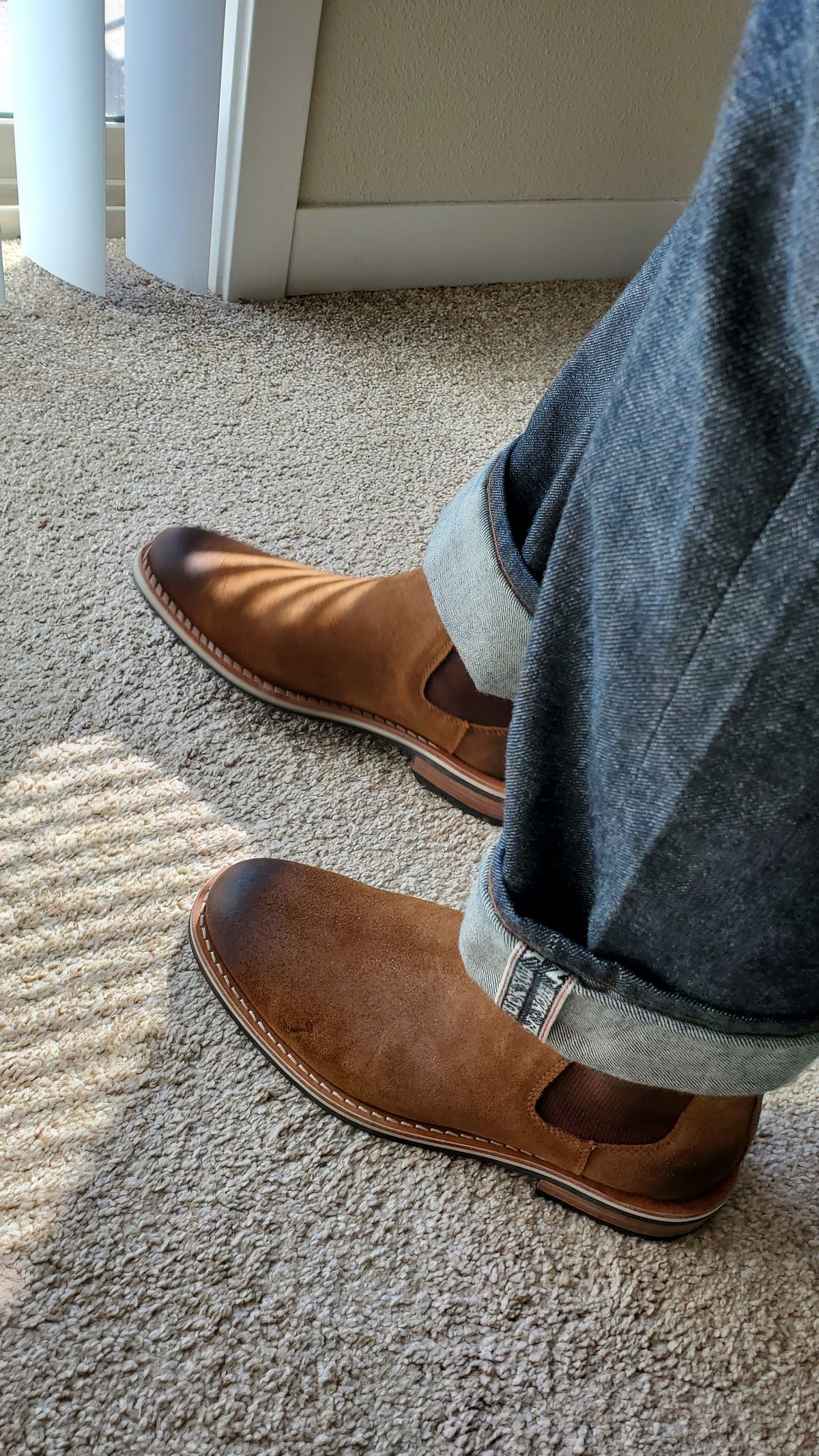 Photo by Moist_Nugget_M38 on October 2, 2023 of the HELM Boots The Finn in Sienna Rusan Waxed Suede.