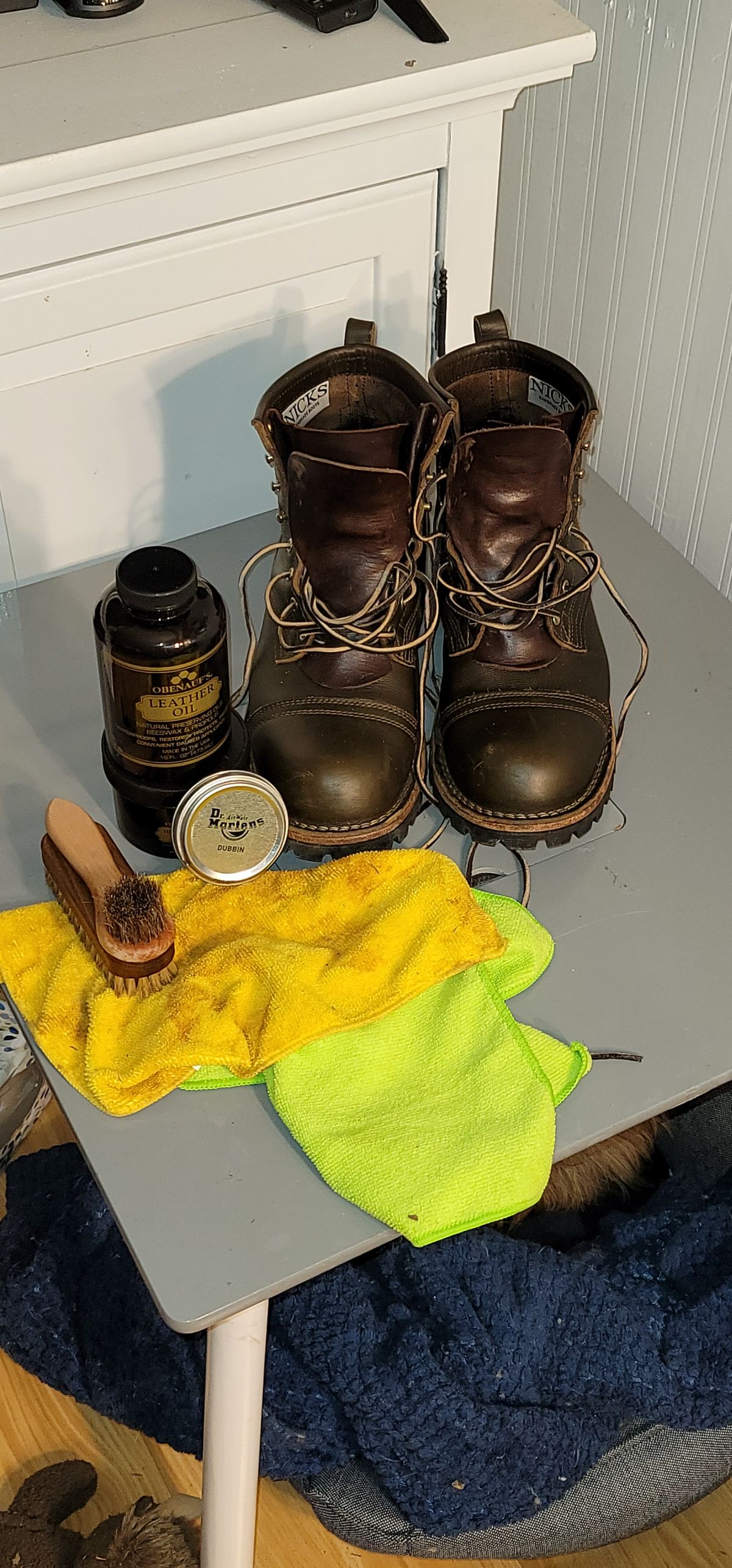 Photo by BigfootWilly on November 25, 2024 of the Nicks Handmade Boots Delta Insoles Full Length 11 1/2 EE in Wickett & Craig Natural Veg Tan Overdyed Black.