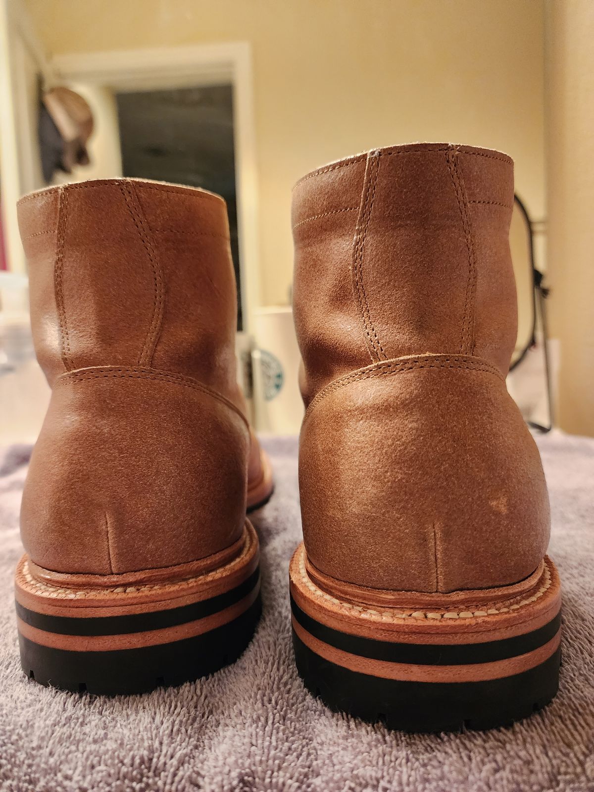 Photo by jagonzz on December 5, 2022 of the Grant Stone Diesel Boot in C.F. Stead Natural Waxy Commander Suede.