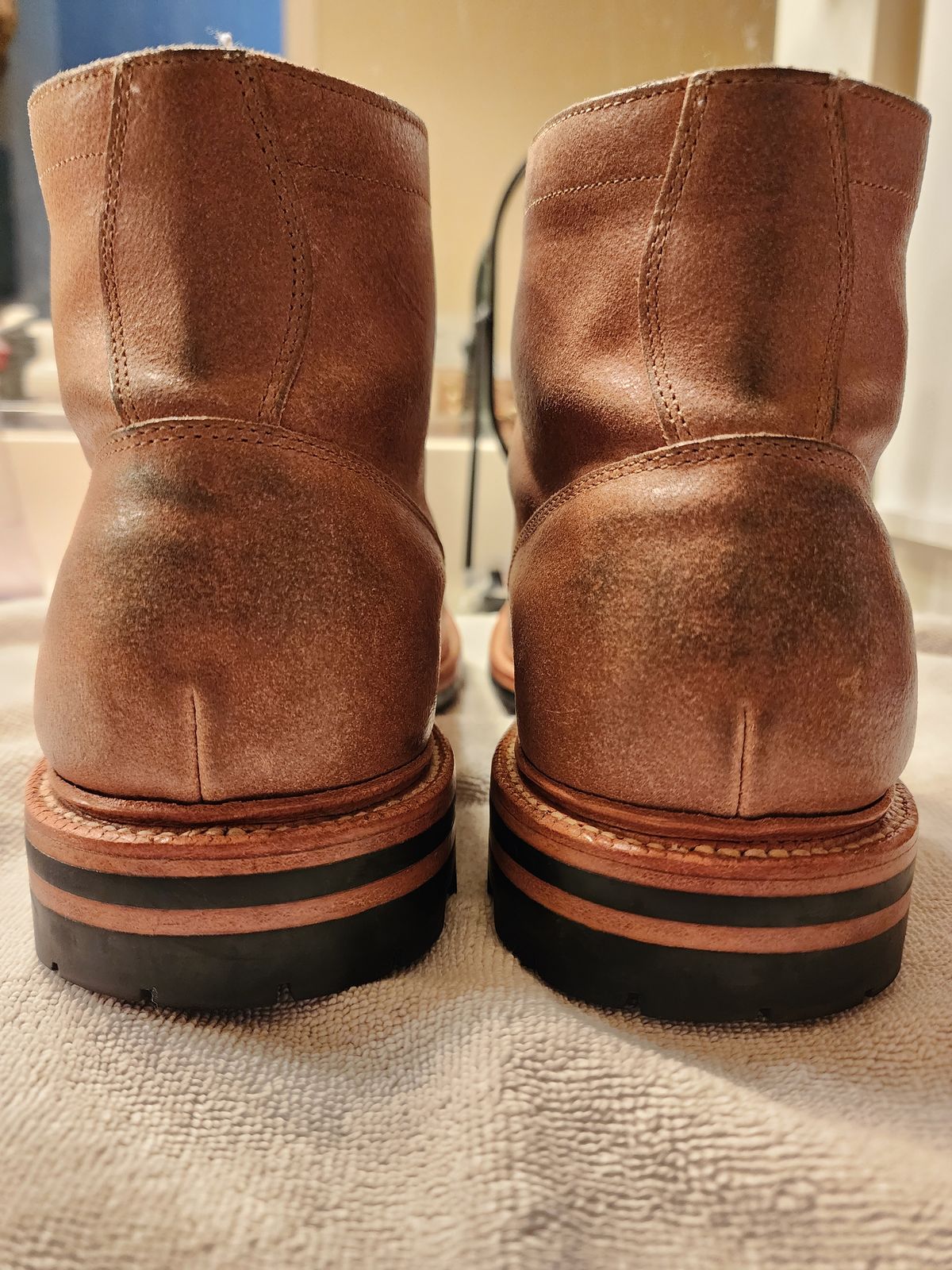 Photo by jagonzz on February 6, 2023 of the Grant Stone Diesel Boot in C.F. Stead Natural Waxy Commander Suede.