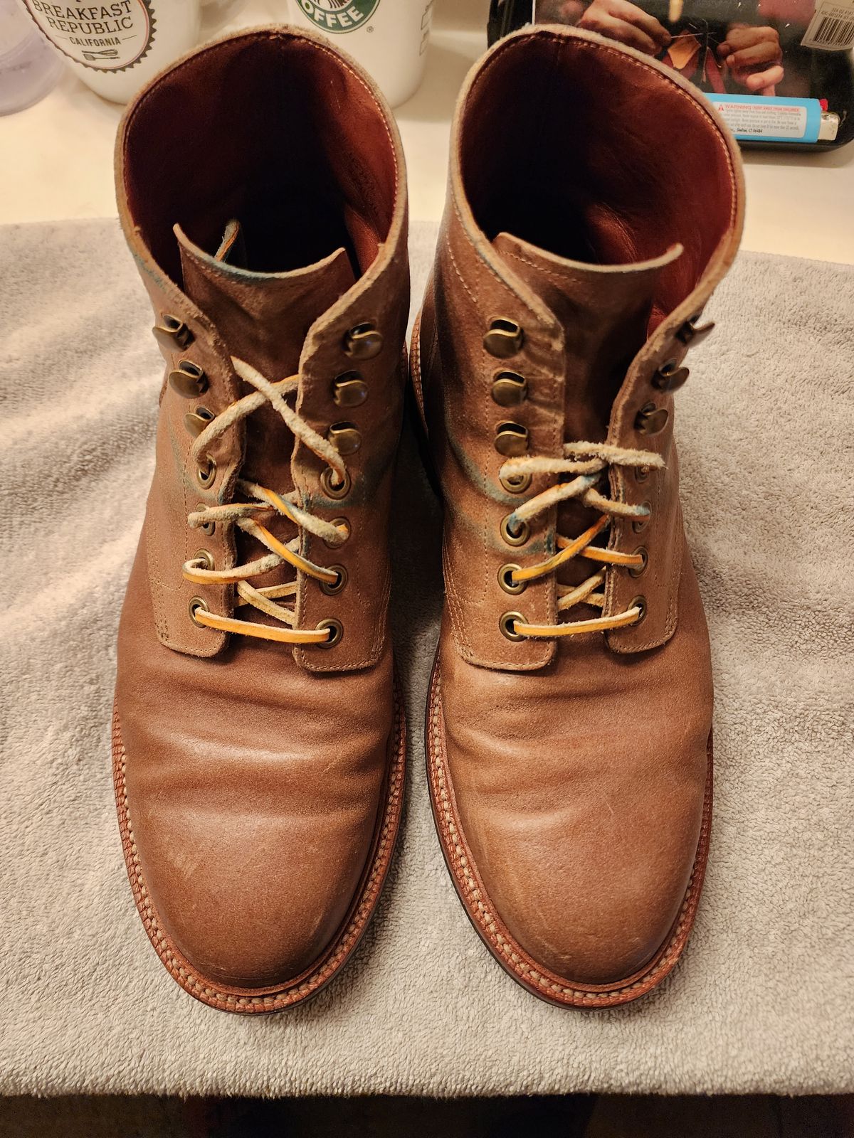 Photo by jagonzz on March 6, 2023 of the Grant Stone Diesel Boot in C.F. Stead Natural Waxy Commander Suede.