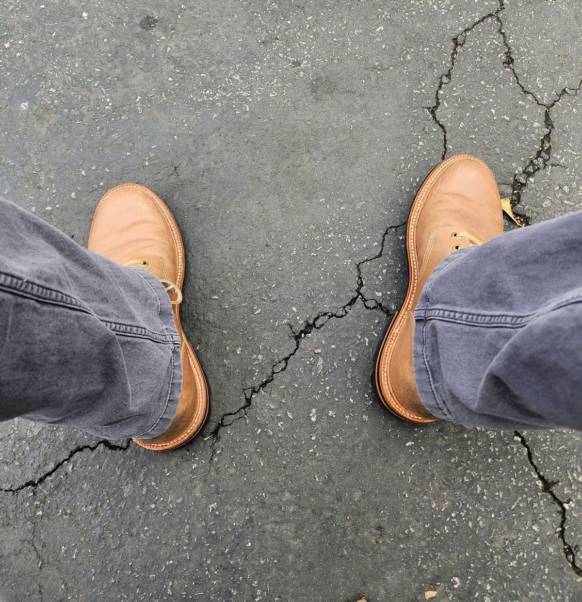 Photo by jagonzz on March 16, 2023 of the Grant Stone Diesel Boot in C.F. Stead Natural Waxy Commander Suede.