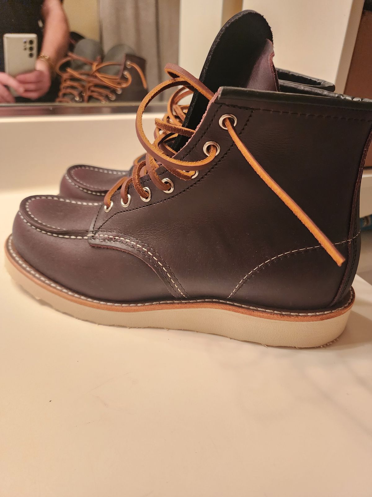 Photo by jagonzz on October 1, 2023 of the Red Wing 6-Inch Classic Moc in S.B. Foot Black Cherry Excalibur.