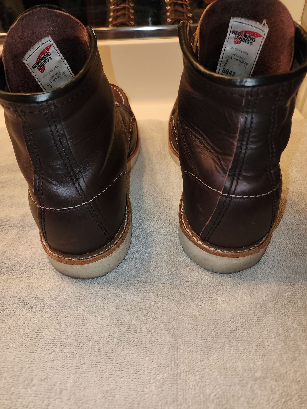 Photo by jagonzz on December 6, 2023 of the Red Wing 6-Inch Classic Moc in S.B. Foot Black Cherry Excalibur.