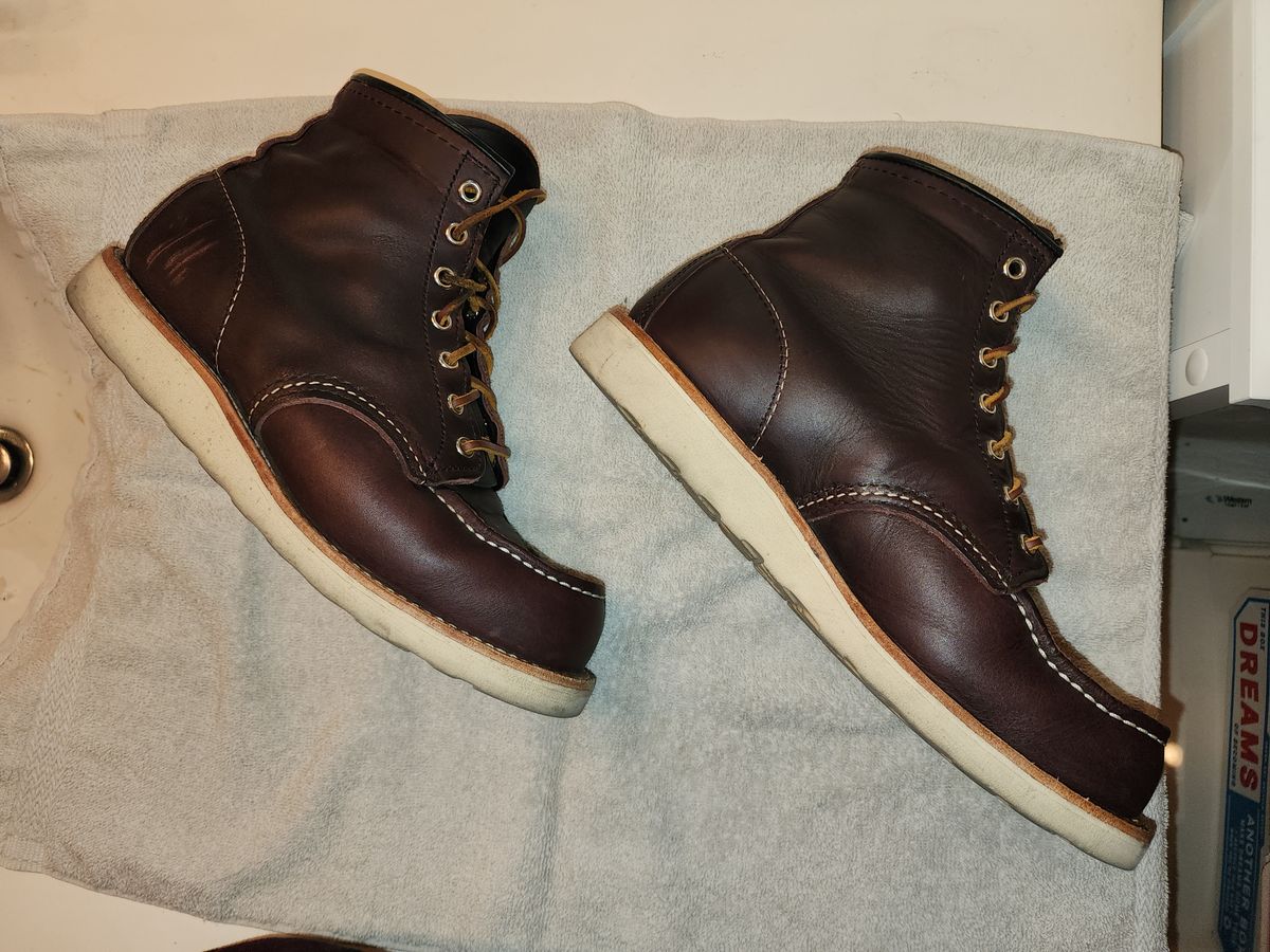 Photo by jagonzz on December 6, 2023 of the Red Wing 6-Inch Classic Moc in S.B. Foot Black Cherry Excalibur.