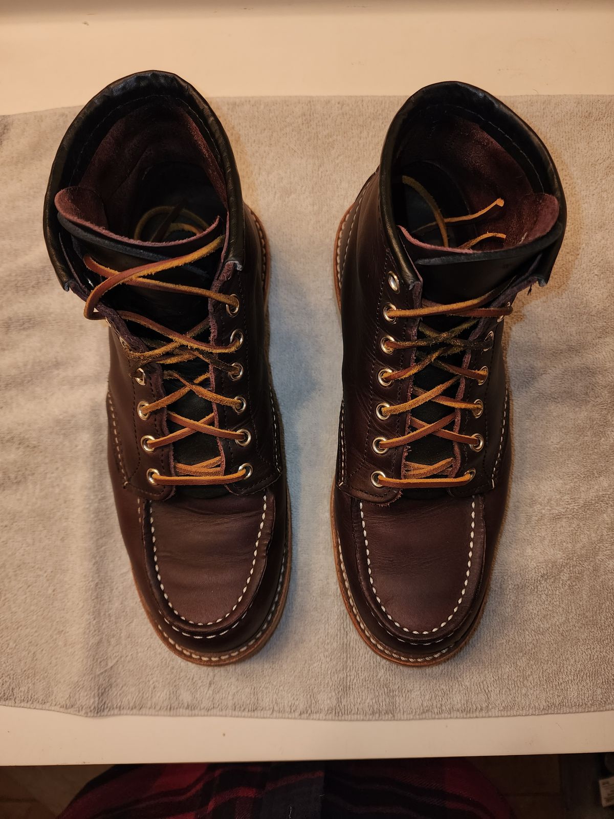 Photo by jagonzz on December 6, 2023 of the Red Wing 6-Inch Classic Moc in S.B. Foot Black Cherry Excalibur.