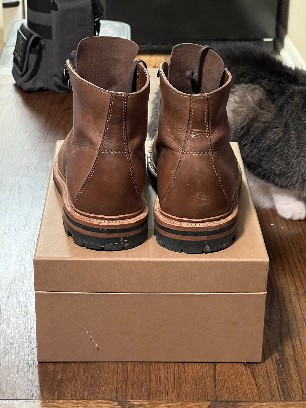 Photo by thepugilist on December 3, 2022 of the Grant Stone Brass Boot in Horween Dune Chromexcel.