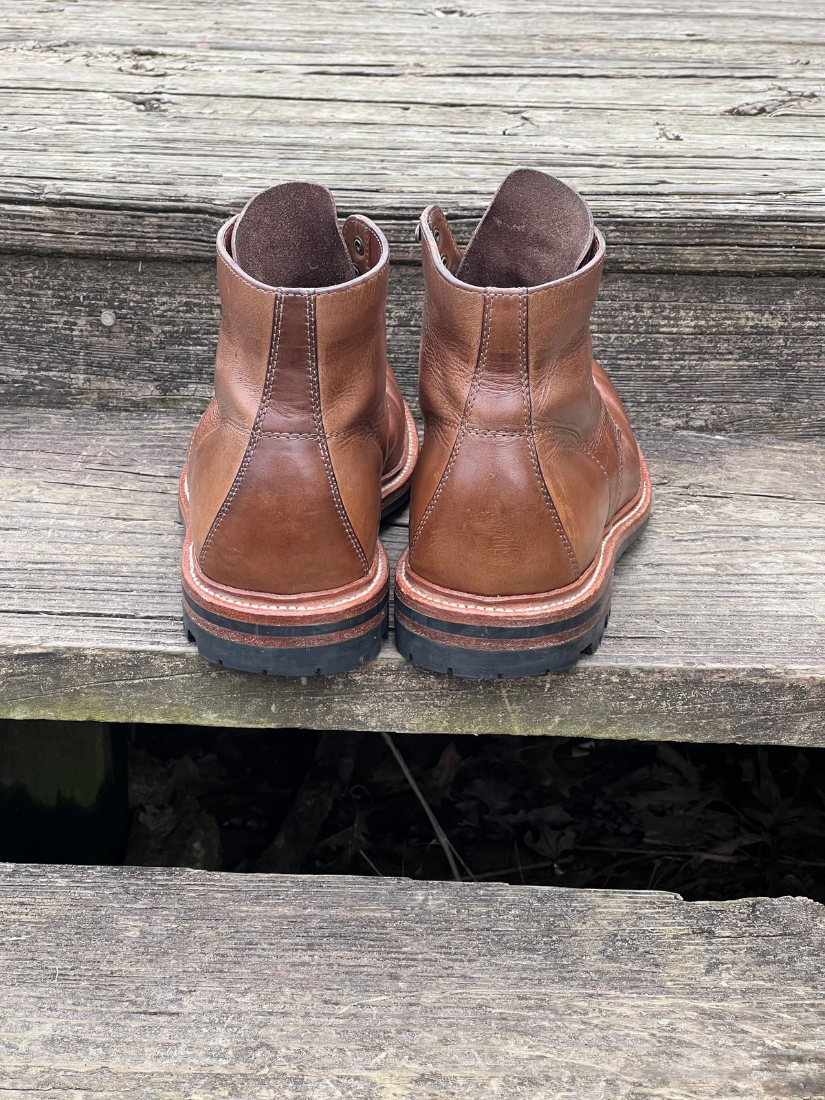 Photo by thepugilist on March 1, 2023 of the Grant Stone Brass Boot in Horween Dune Chromexcel.