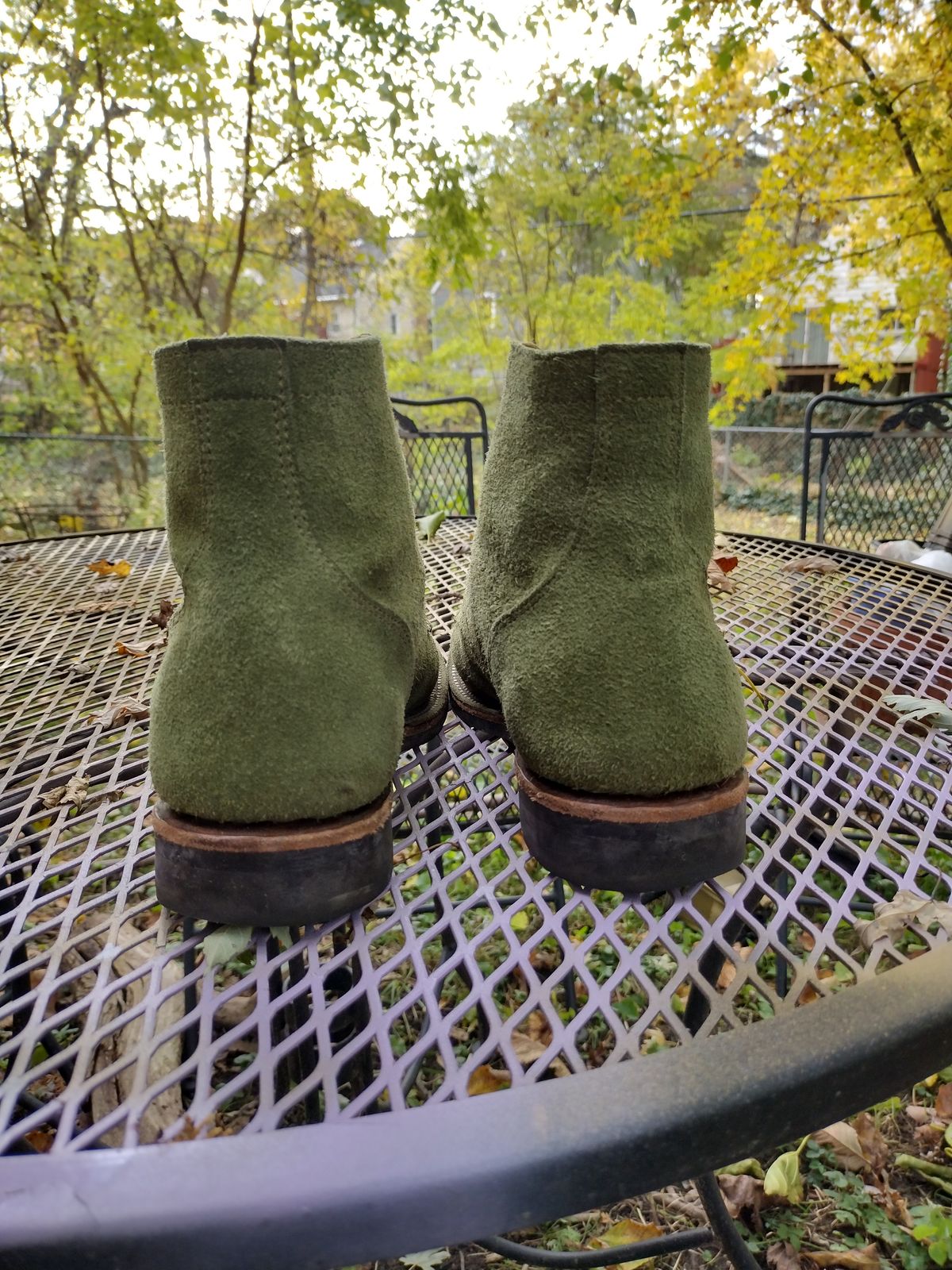 Photo by BenCh0074 on November 1, 2025 of the Oldspeed Service Boot 6” in Law Tannery Avocado Suede.