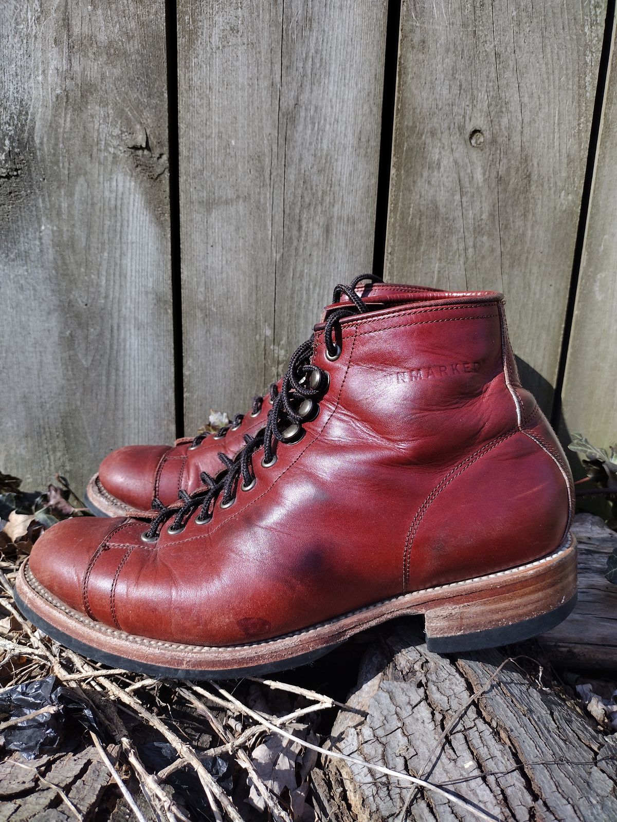 Photo by BenCh0074 on March 1, 2024 of the Unmarked Archie Boots in La Señora Red Horse Glazed Pull-up.