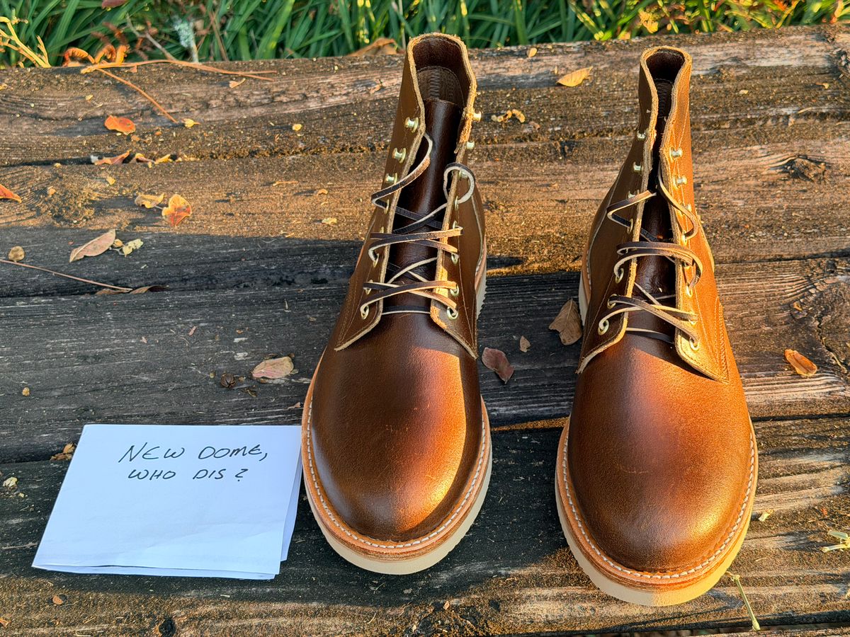Photo by ShawnParr on October 1, 2025 of the Oak Street Bootmakers Trench Boot in Horween Cinnamon Waxed Flesh.