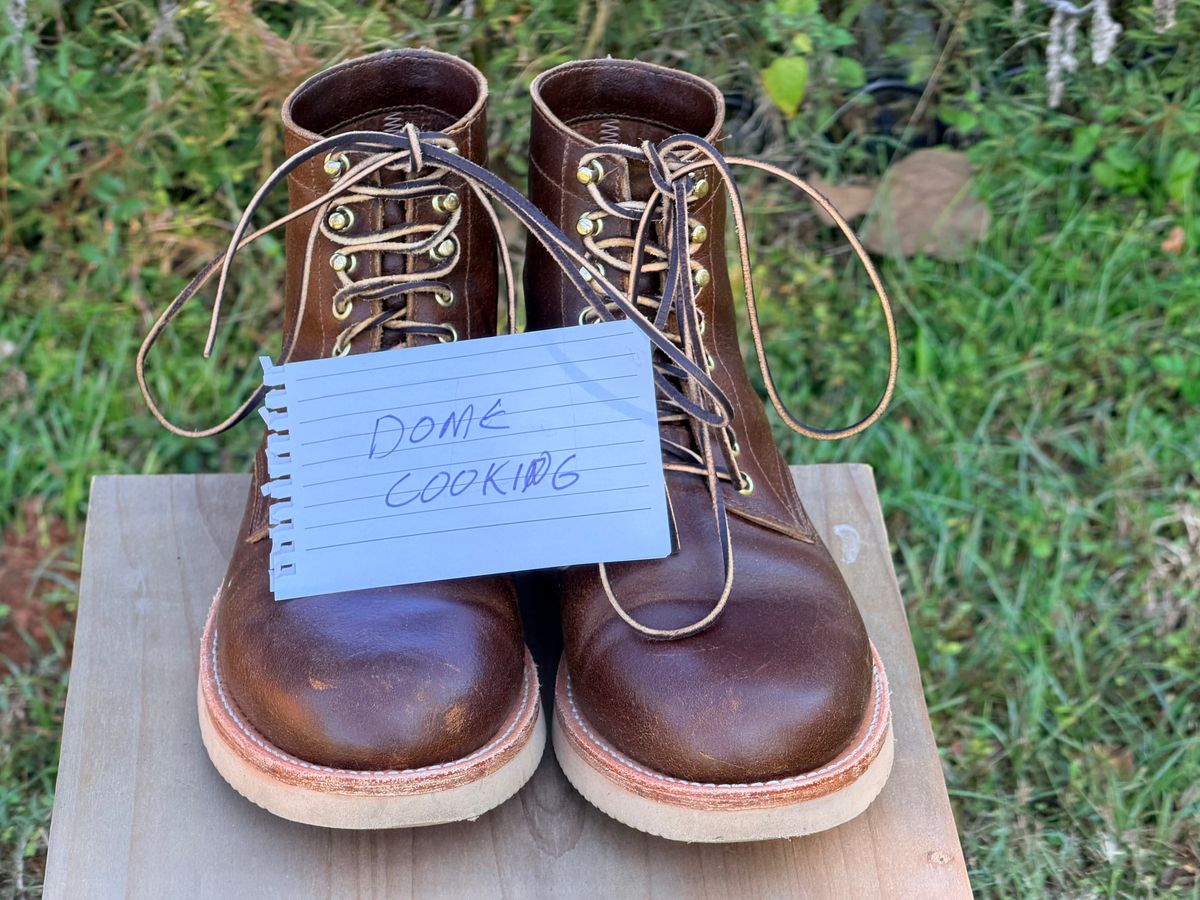 Photo by ShawnParr on November 2, 2025 of the Oak Street Bootmakers Trench Boot in Horween Cinnamon Waxed Flesh.