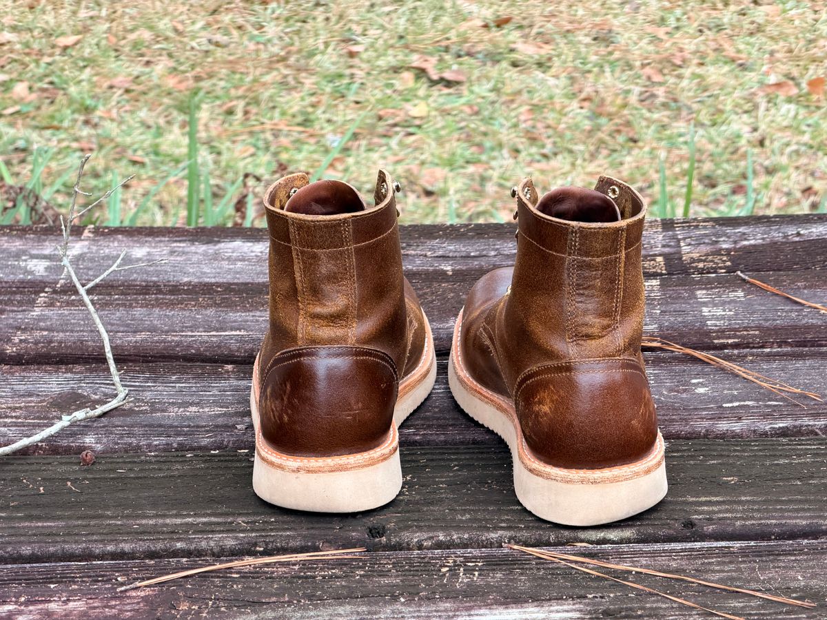 Photo by ShawnParr on December 2, 2025 of the Oak Street Bootmakers Trench Boot in Horween Cinnamon Waxed Flesh.