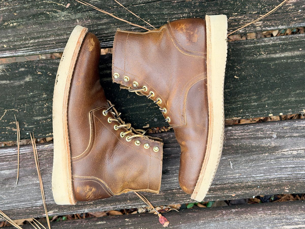 Photo by ShawnParr on December 2, 2025 of the Oak Street Bootmakers Trench Boot in Horween Cinnamon Waxed Flesh.