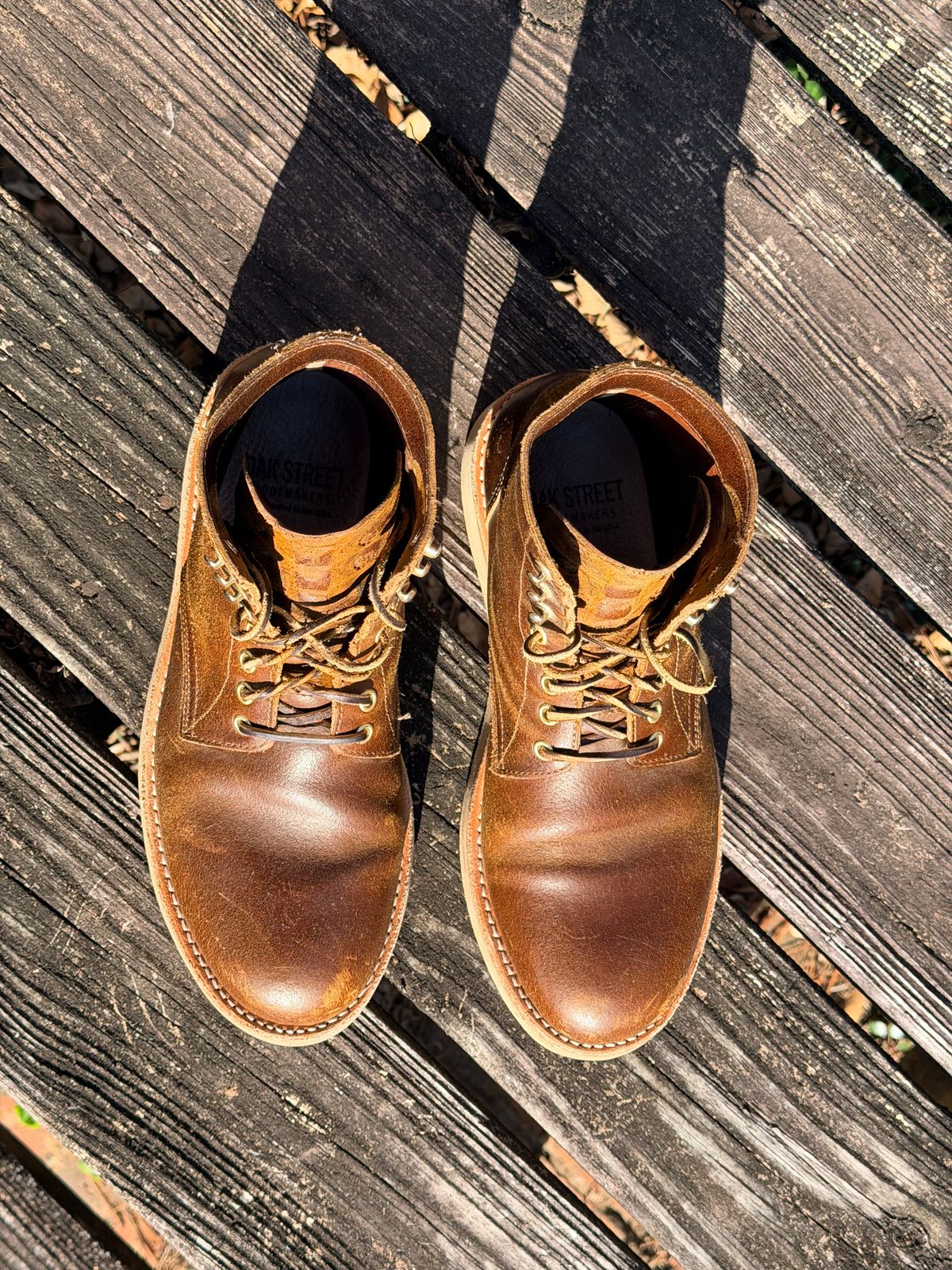 Photo by ShawnParr on January 4, 2026 of the Oak Street Bootmakers Trench Boot in Horween Cinnamon Waxed Flesh.