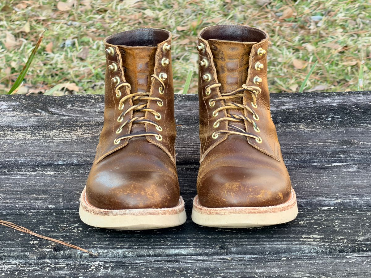 Photo by ShawnParr on February 1, 2026 of the Oak Street Bootmakers Trench Boot in Horween Cinnamon Waxed Flesh.