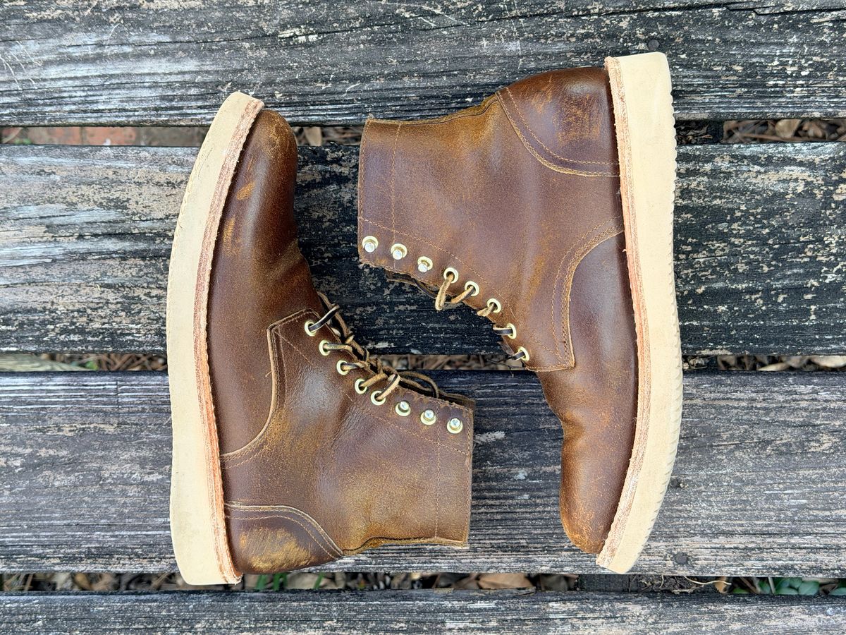 Photo by ShawnParr on March 1, 2026 of the Oak Street Bootmakers Trench Boot in Horween Cinnamon Waxed Flesh.