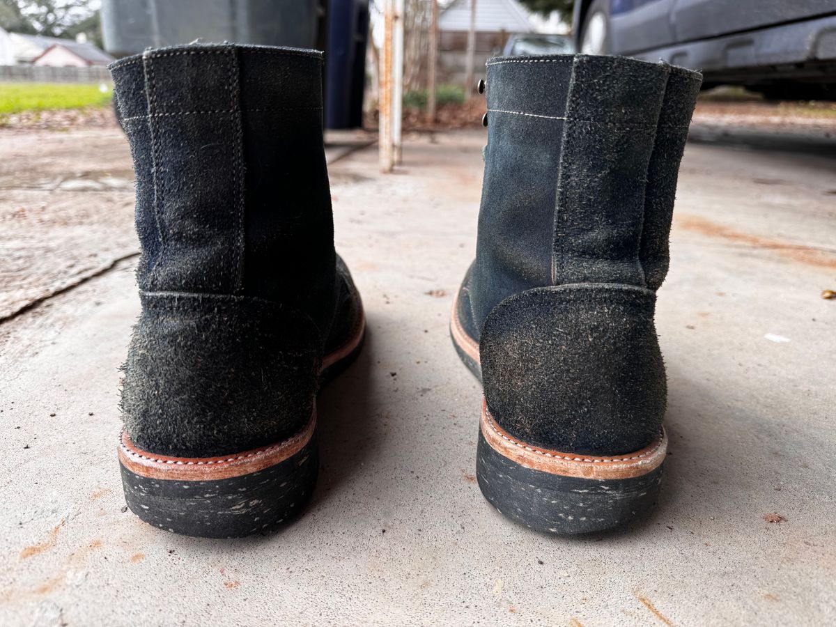 Photo by ShawnParr on February 4, 2024 of the Oak Street Bootmakers Trench Boot in Horween Natural Indigo Chromexcel Roughout.