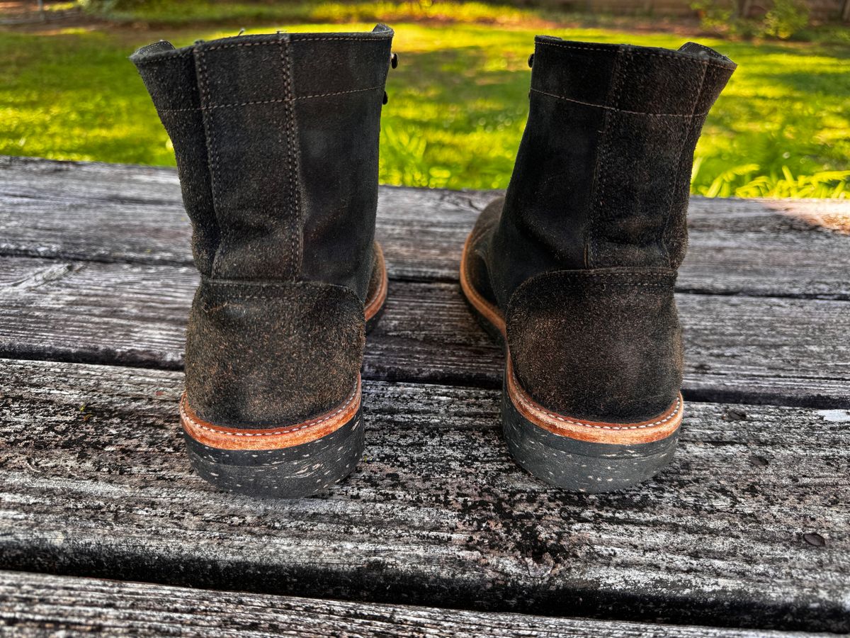 Photo by ShawnParr on April 2, 2024 of the Oak Street Bootmakers Trench Boot in Horween Natural Indigo Chromexcel Roughout.