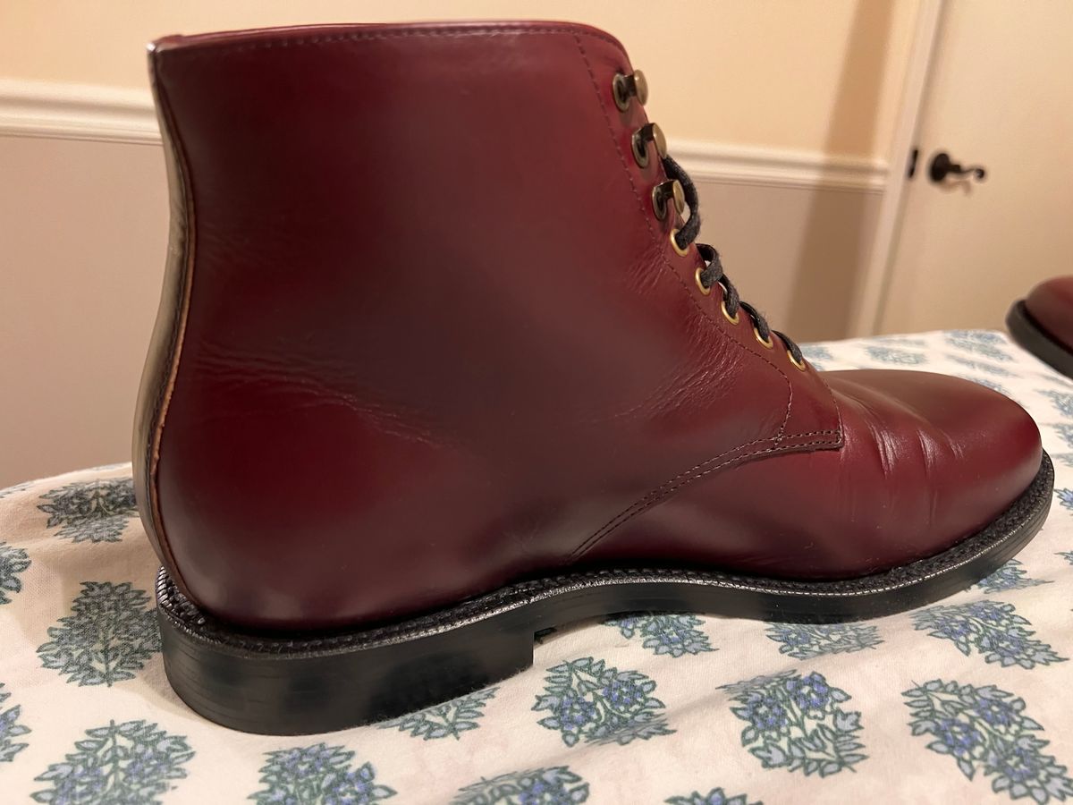 Photo by ShawnParr on July 25, 2023 of the Grant Stone Edward Boot in Horween Color 8 Chromexcel.