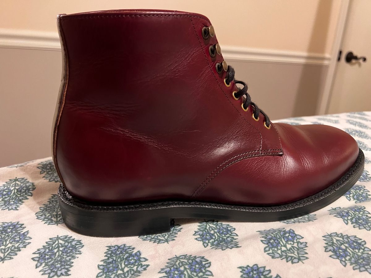 Photo by ShawnParr on July 25, 2023 of the Grant Stone Edward Boot in Horween Color 8 Chromexcel.