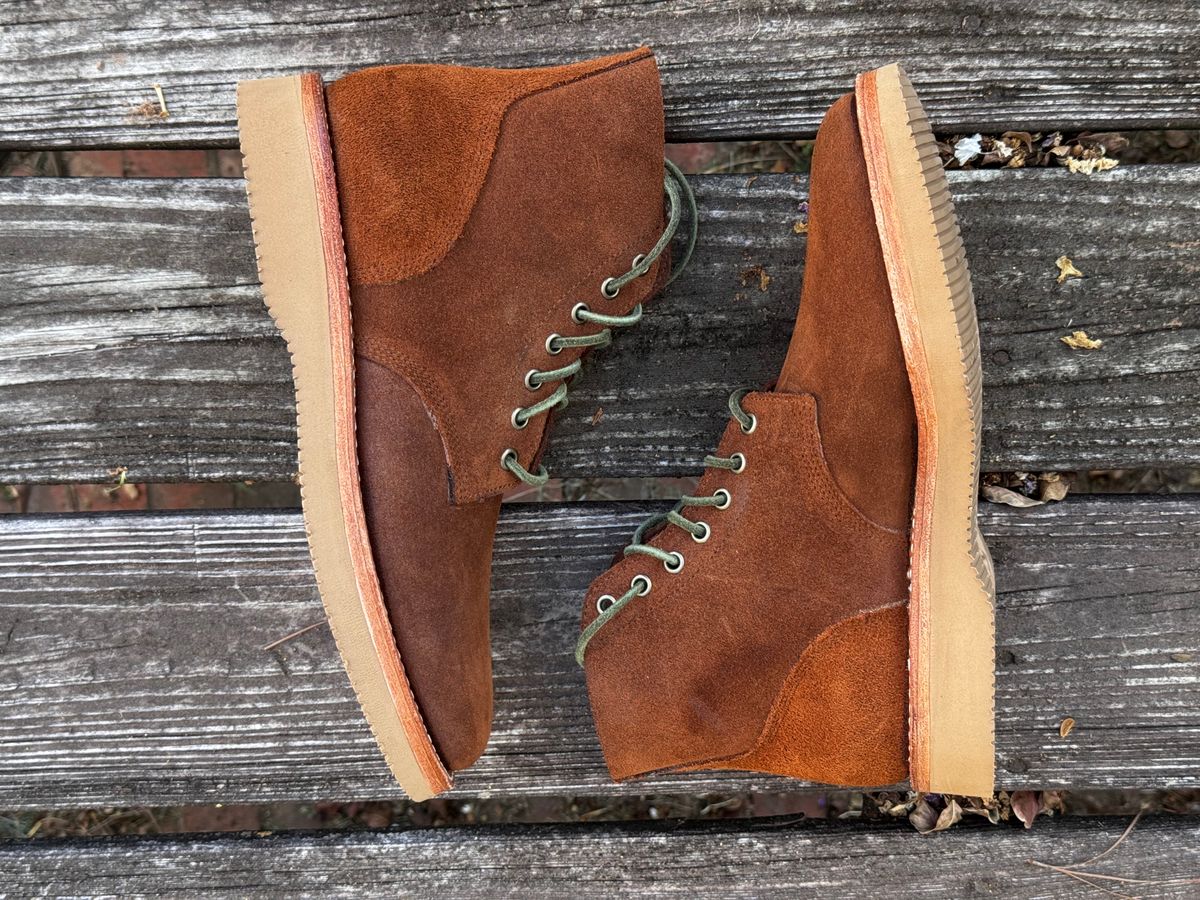 Photo by ShawnParr on October 1, 2024 of the Oak Street Bootmakers Field Boot in Seidel Aged Bark Roughout.