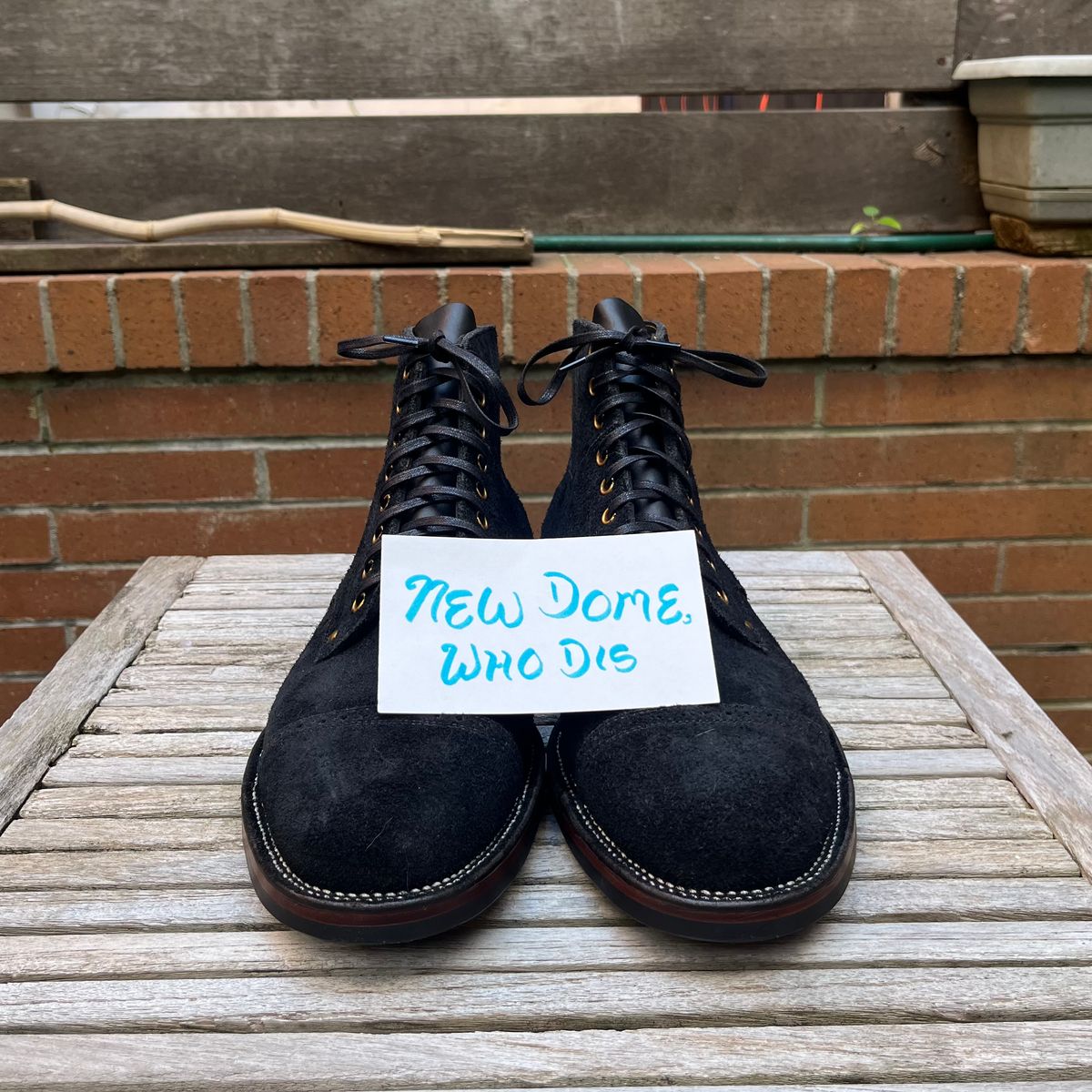 Photo by DesperadoUnderTheEaves on October 3, 2025 of the Iron Boots x Østmo Type 1 in Seidel Mocha Oil Tan Roughout.