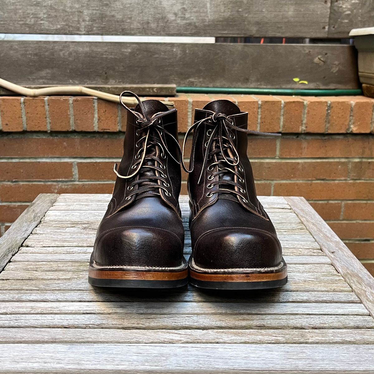 Photo by DesperadoUnderTheEaves on November 4, 2025 of the Viberg Service Boot in Horween Brown Waxed Flesh.