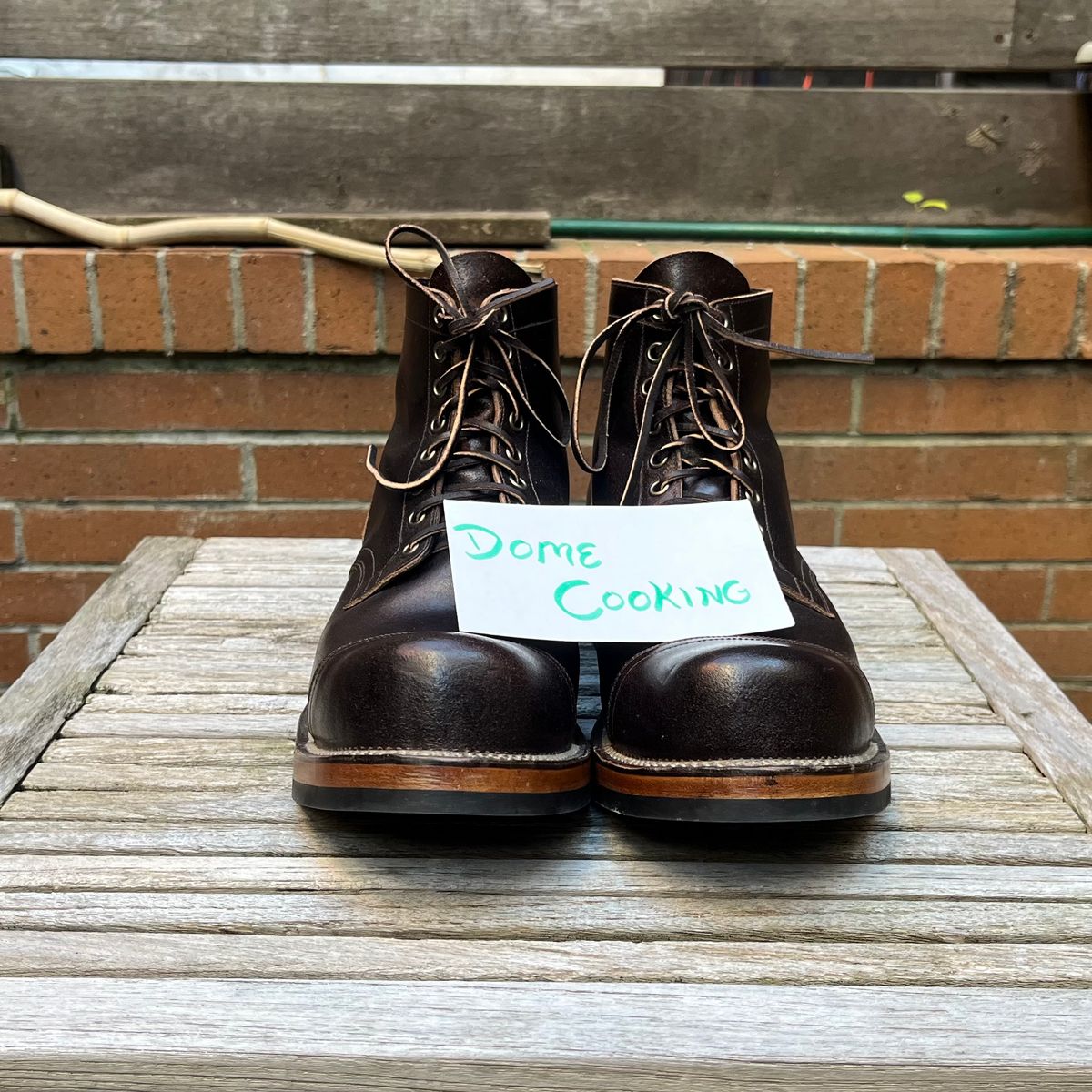 Photo by DesperadoUnderTheEaves on November 4, 2025 of the Viberg Service Boot in Horween Brown Waxed Flesh.