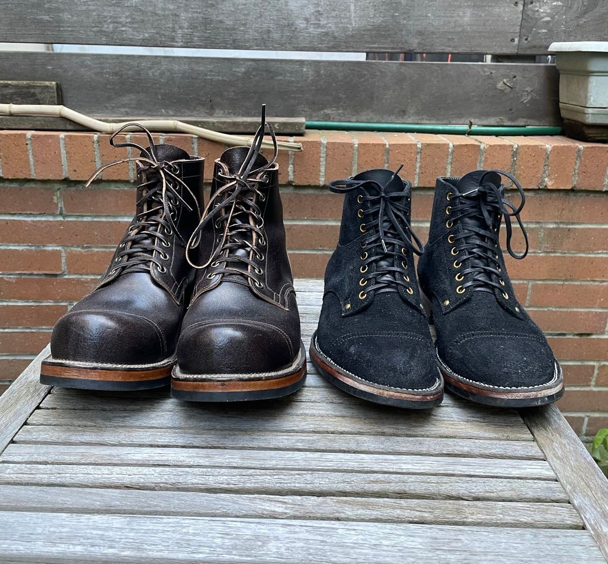 Photo by DesperadoUnderTheEaves on December 4, 2025 of the Viberg Service Boot in Horween Brown Waxed Flesh.