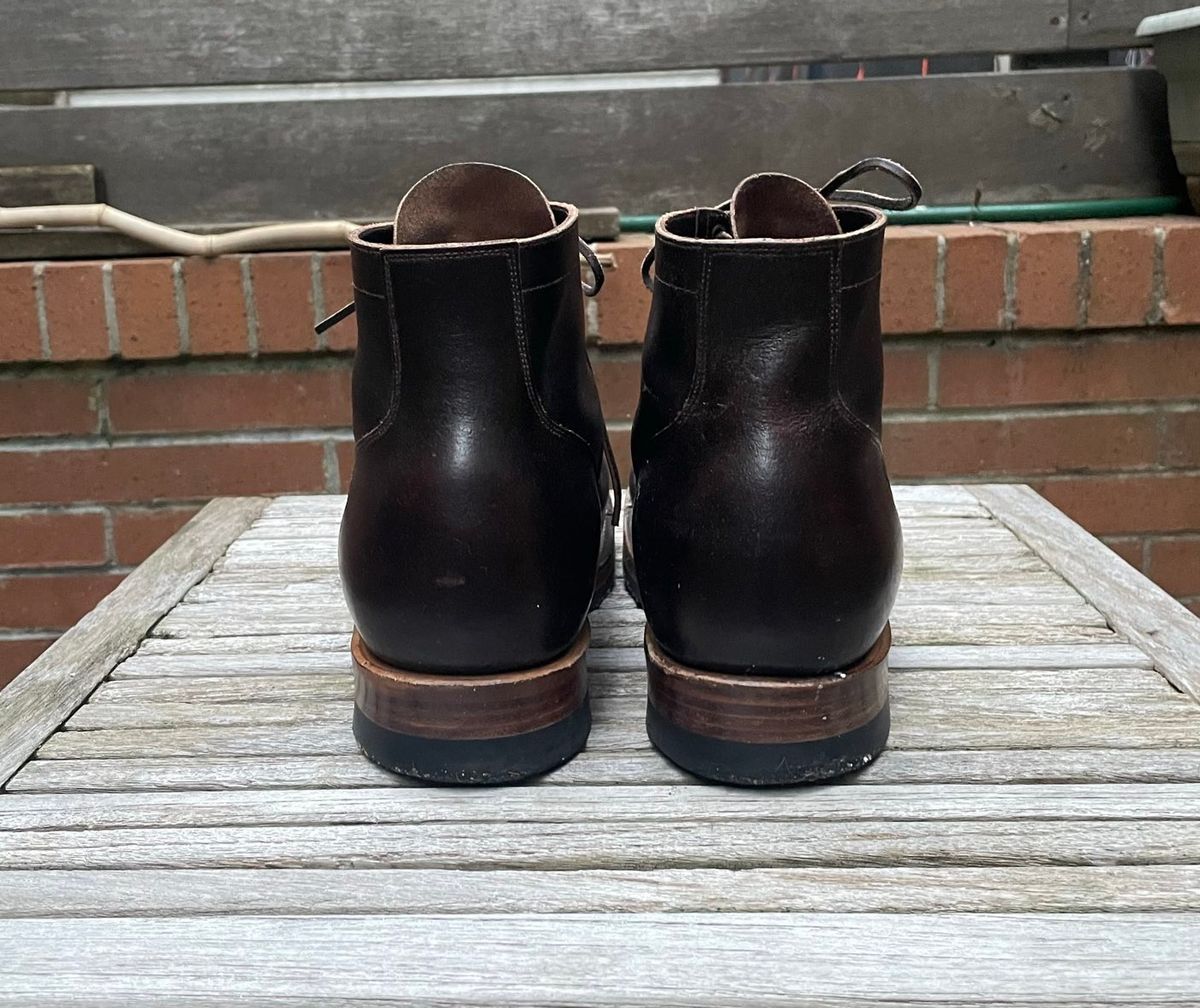 Photo by DesperadoUnderTheEaves on January 3, 2026 of the Viberg Service Boot in Horween Brown Waxed Flesh.