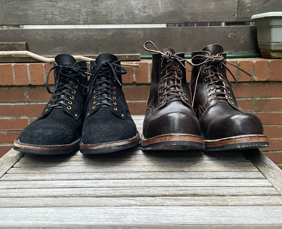 Photo by DesperadoUnderTheEaves on January 3, 2026 of the Viberg Service Boot in Horween Brown Waxed Flesh.