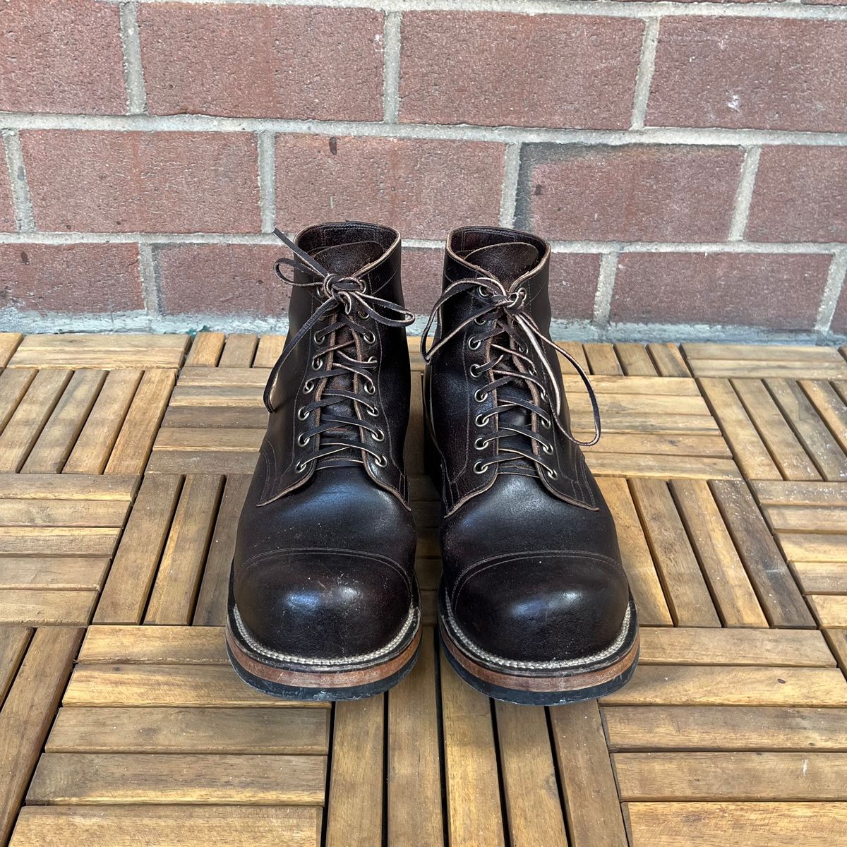 Photo by DesperadoUnderTheEaves on February 3, 2026 of the Viberg Service Boot in Horween Brown Waxed Flesh.