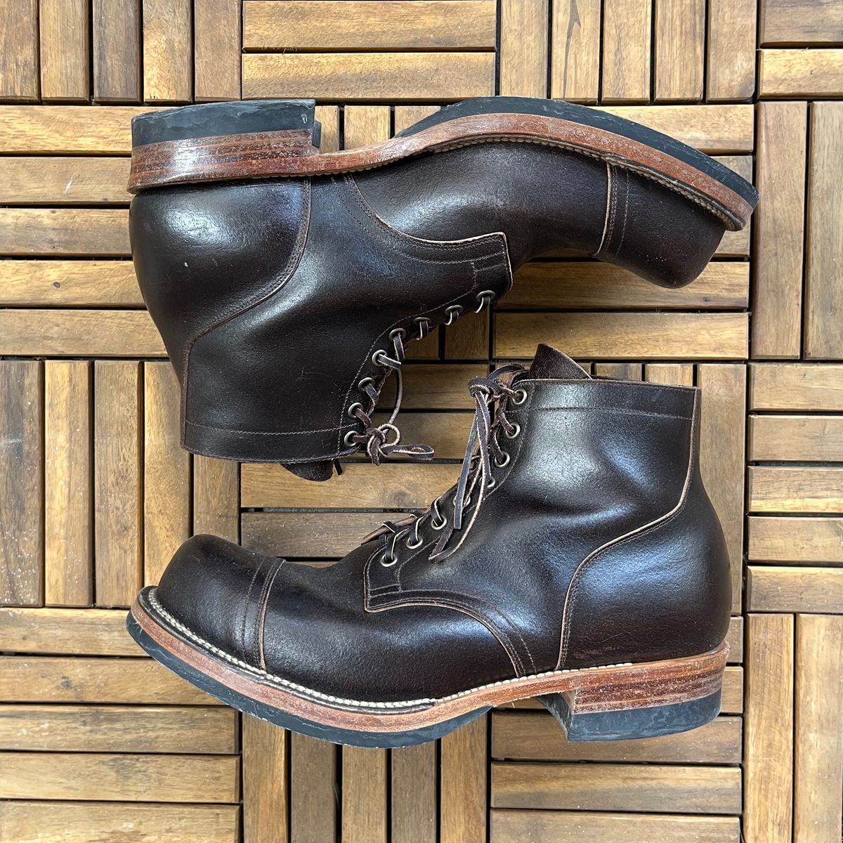 Photo by DesperadoUnderTheEaves on February 3, 2026 of the Viberg Service Boot in Horween Brown Waxed Flesh.