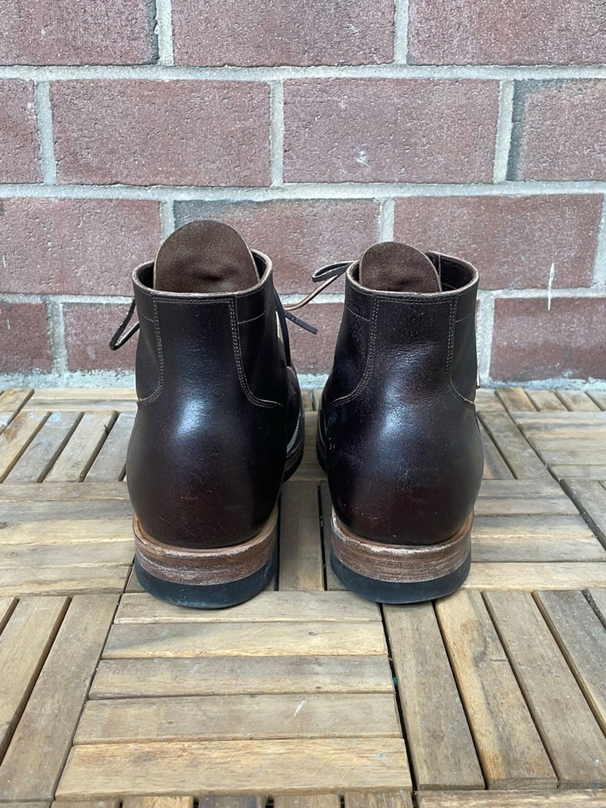 Photo by DesperadoUnderTheEaves on March 6, 2026 of the Viberg Service Boot in Horween Brown Waxed Flesh.