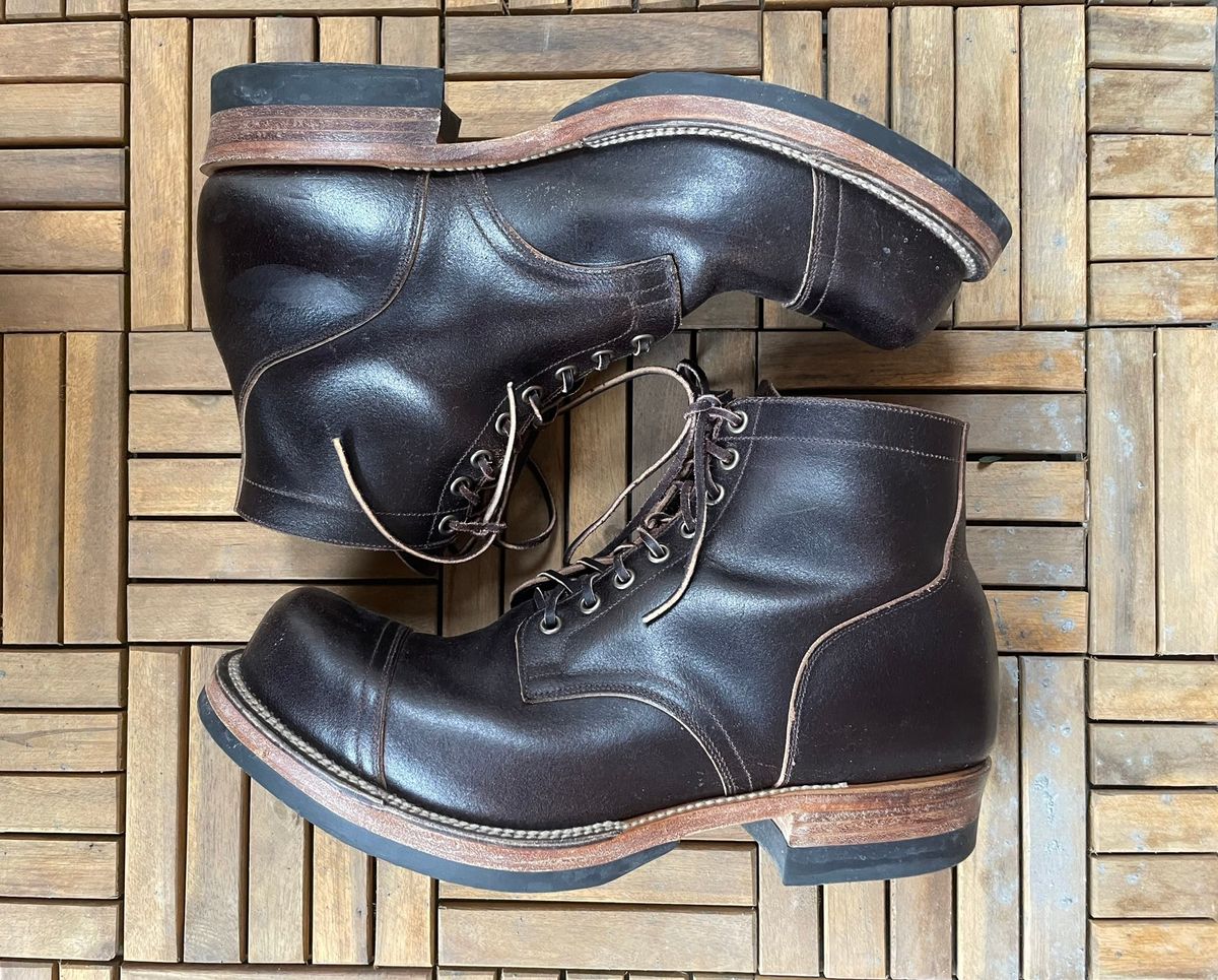 Photo by DesperadoUnderTheEaves on March 6, 2026 of the Viberg Service Boot in Horween Brown Waxed Flesh.