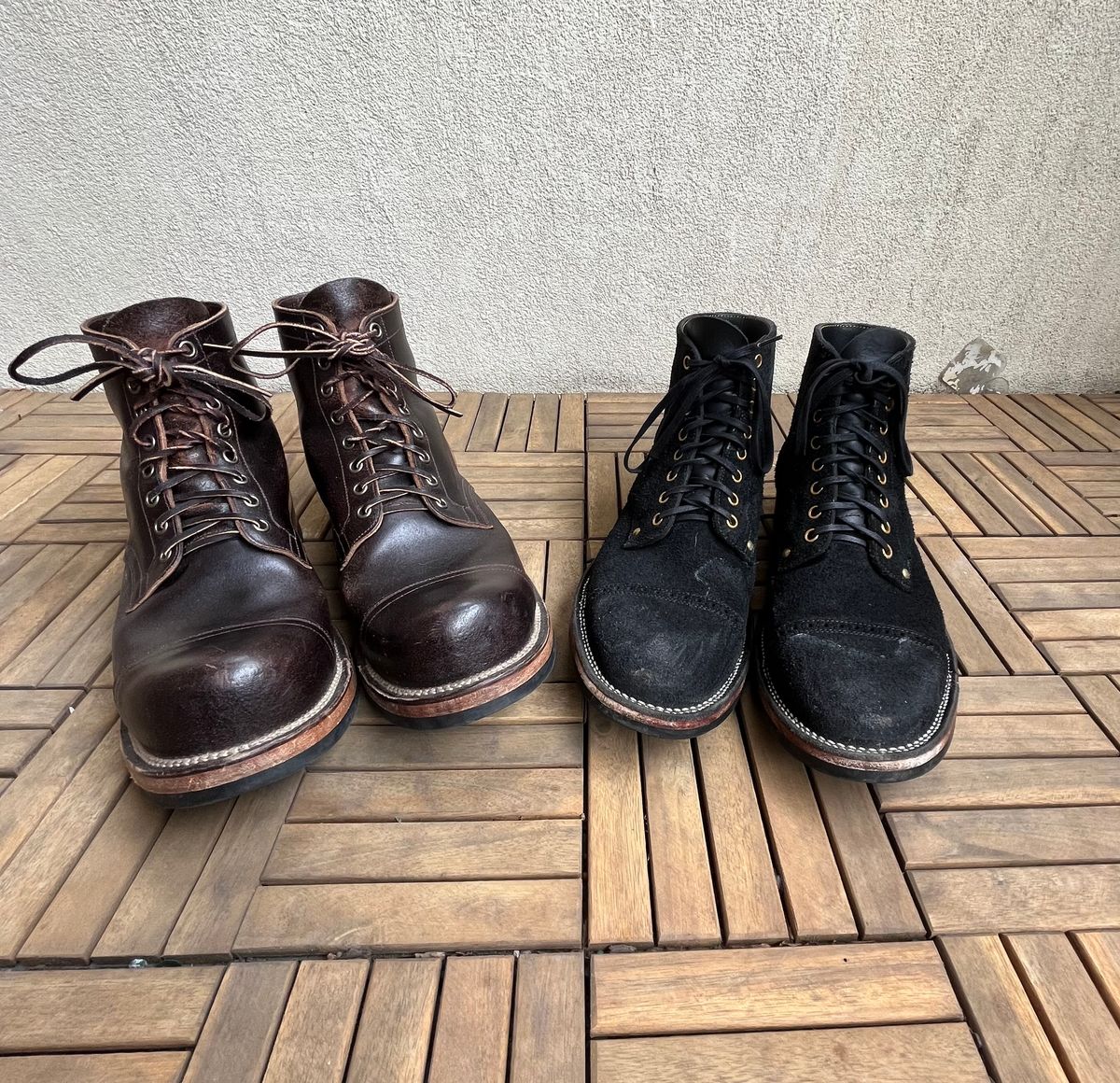 Photo by DesperadoUnderTheEaves on April 5, 2026 of the Viberg Service Boot in Horween Brown Waxed Flesh.