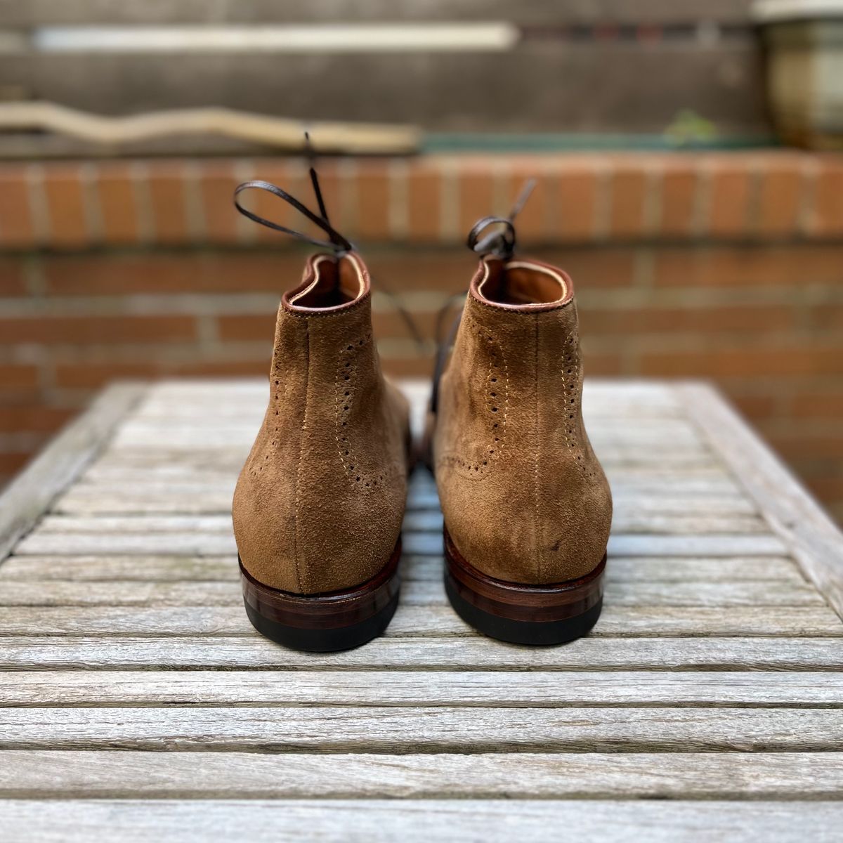 Photo by DesperadoUnderTheEaves on October 2, 2025 of the Alden Wingtip Boot in Snuff Suede.