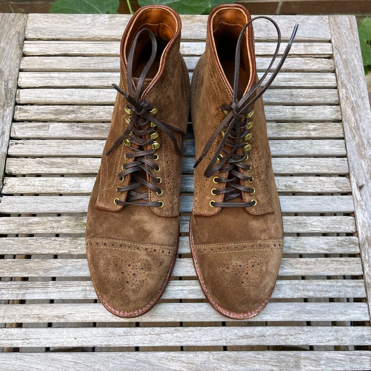 Photo by DesperadoUnderTheEaves on October 2, 2025 of the Alden Wingtip Boot in Snuff Suede.