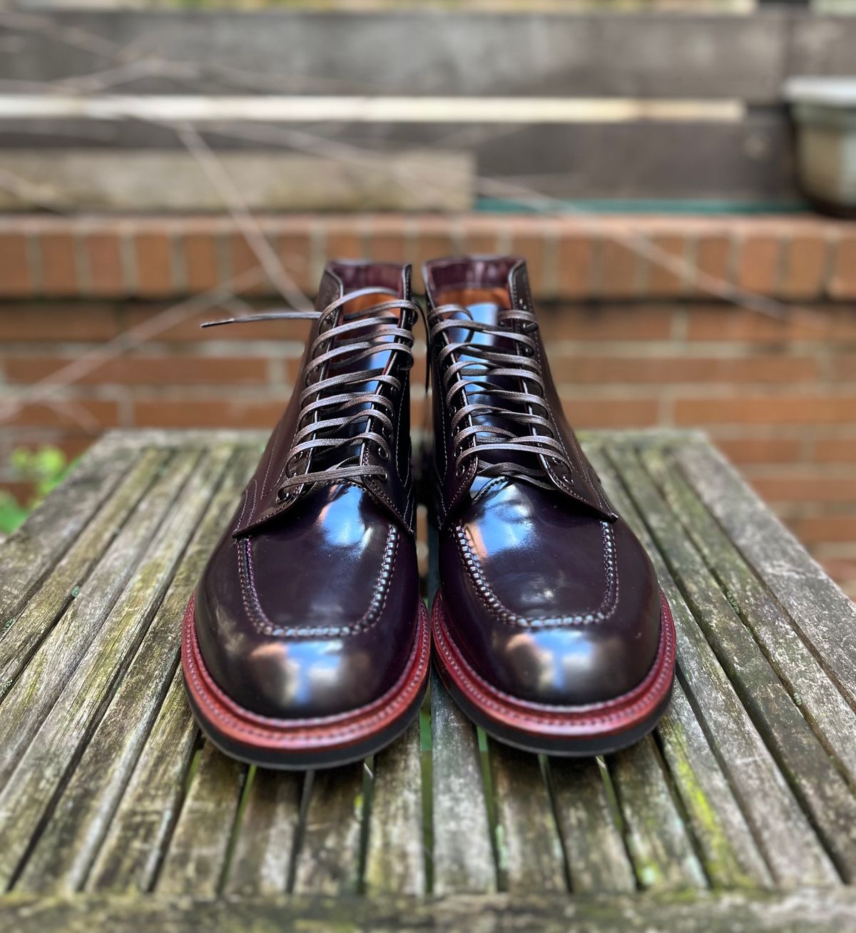 Photo by DesperadoUnderTheEaves on November 5, 2024 of the Alden Indy Boot in Horween Color 8 Shell Cordovan.