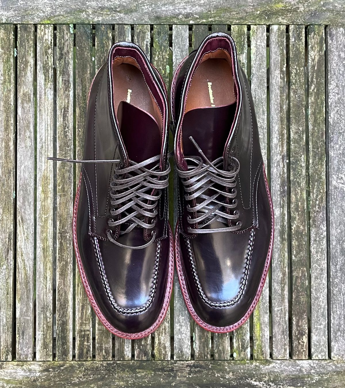 Photo by DesperadoUnderTheEaves on November 5, 2024 of the Alden Indy Boot in Horween Color 8 Shell Cordovan.