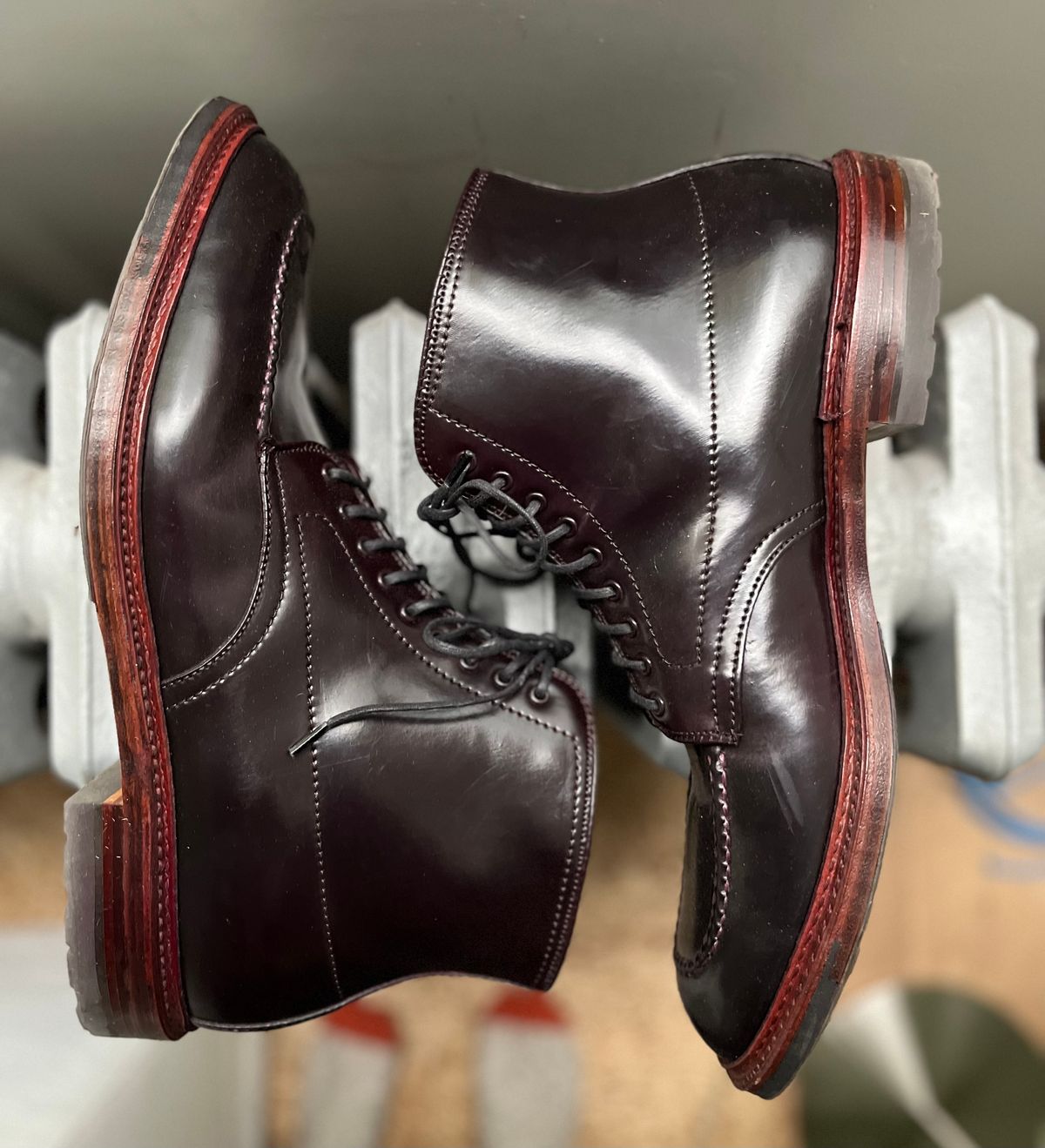 Photo by DesperadoUnderTheEaves on December 6, 2024 of the Alden Indy Boot in Horween Color 8 Shell Cordovan.