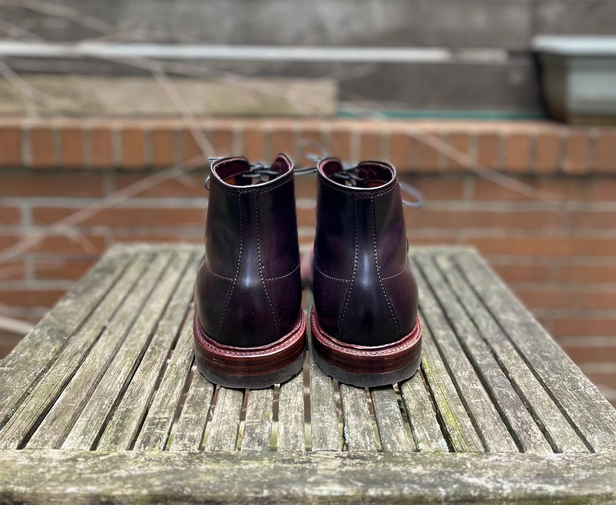 Photo by DesperadoUnderTheEaves on January 6, 2025 of the Alden Indy Boot in Horween Color 8 Shell Cordovan.
